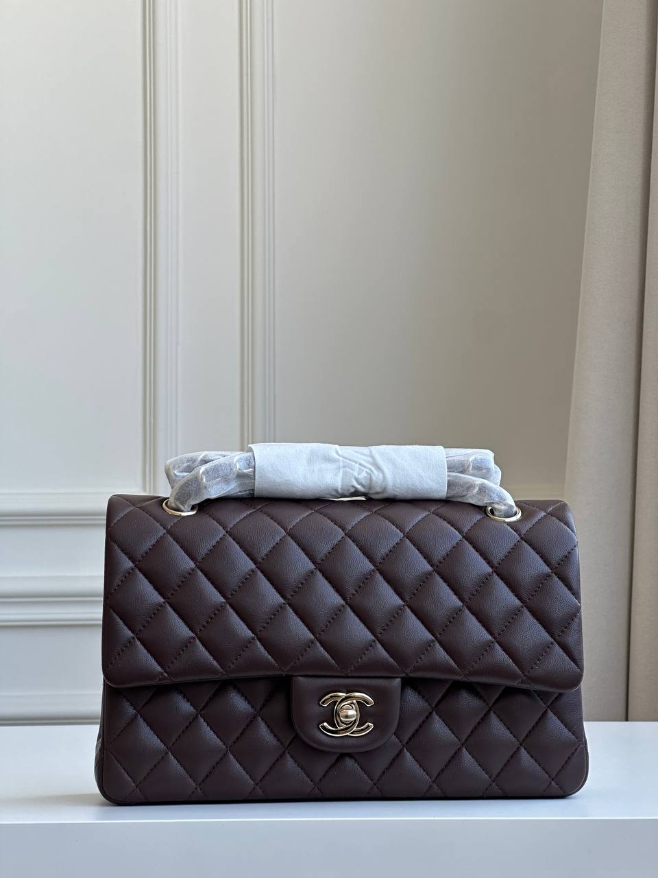 Chanel Classic Flap (CF) in Dark Brown Lambskin