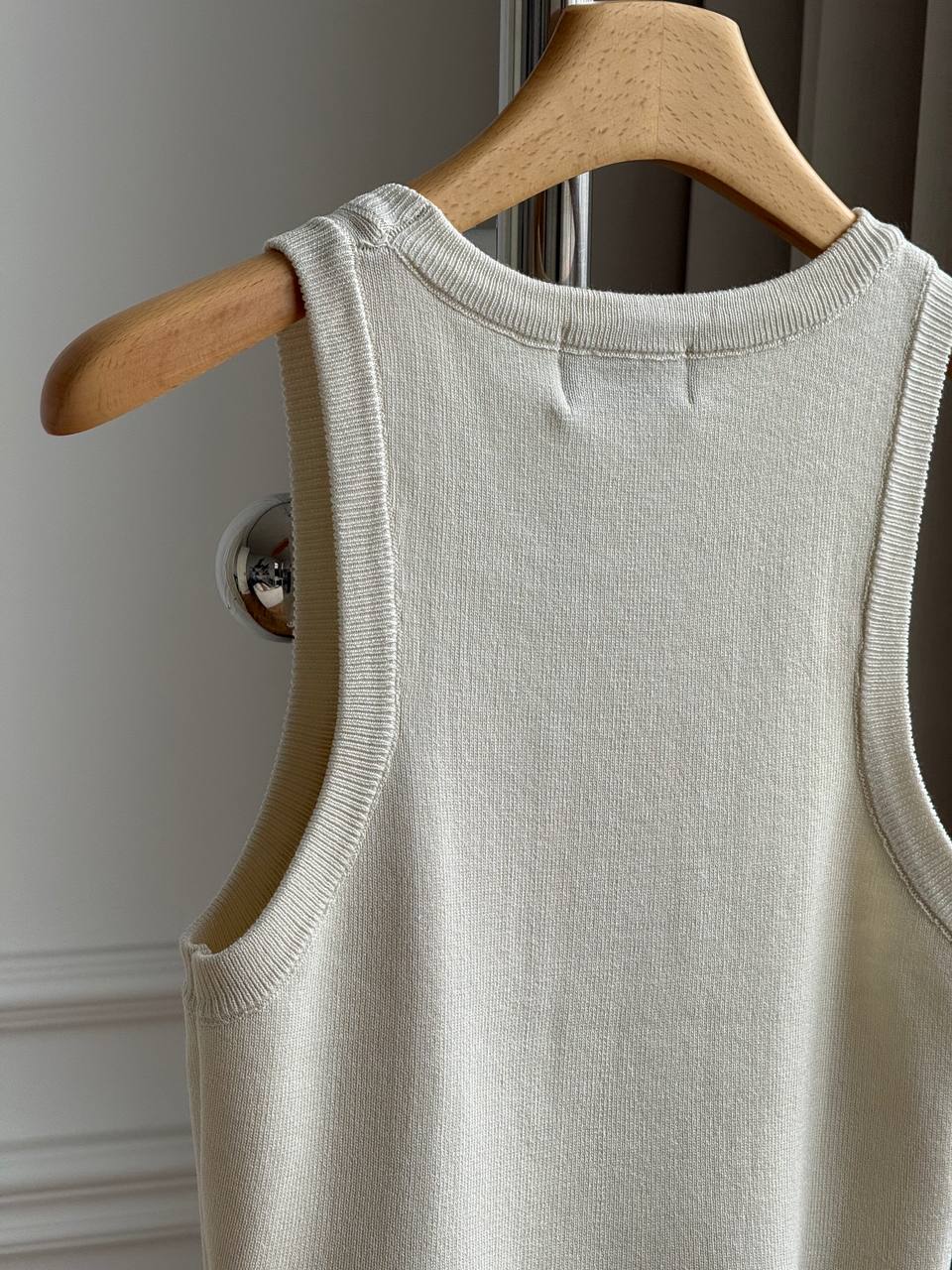 Miu Miu Crystal-Embellished Logo Knit Tank Top
