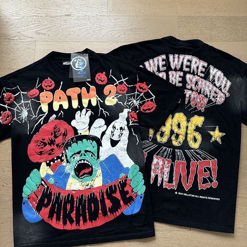 Hellstar path 2 logo washed color tees