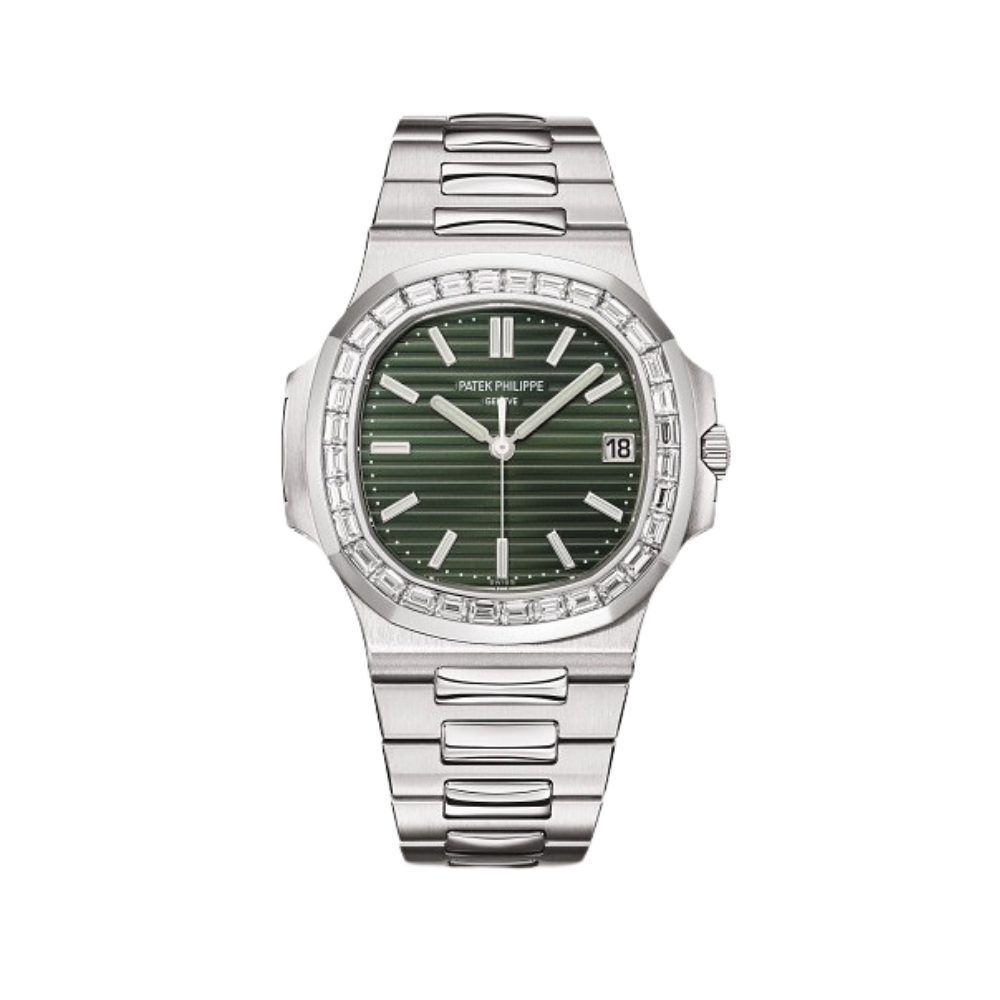 Patek Philippe Nautilus Steel Olive Green Dial Baguette Diamond Bezel 5711/1300A【1:1 Replica】