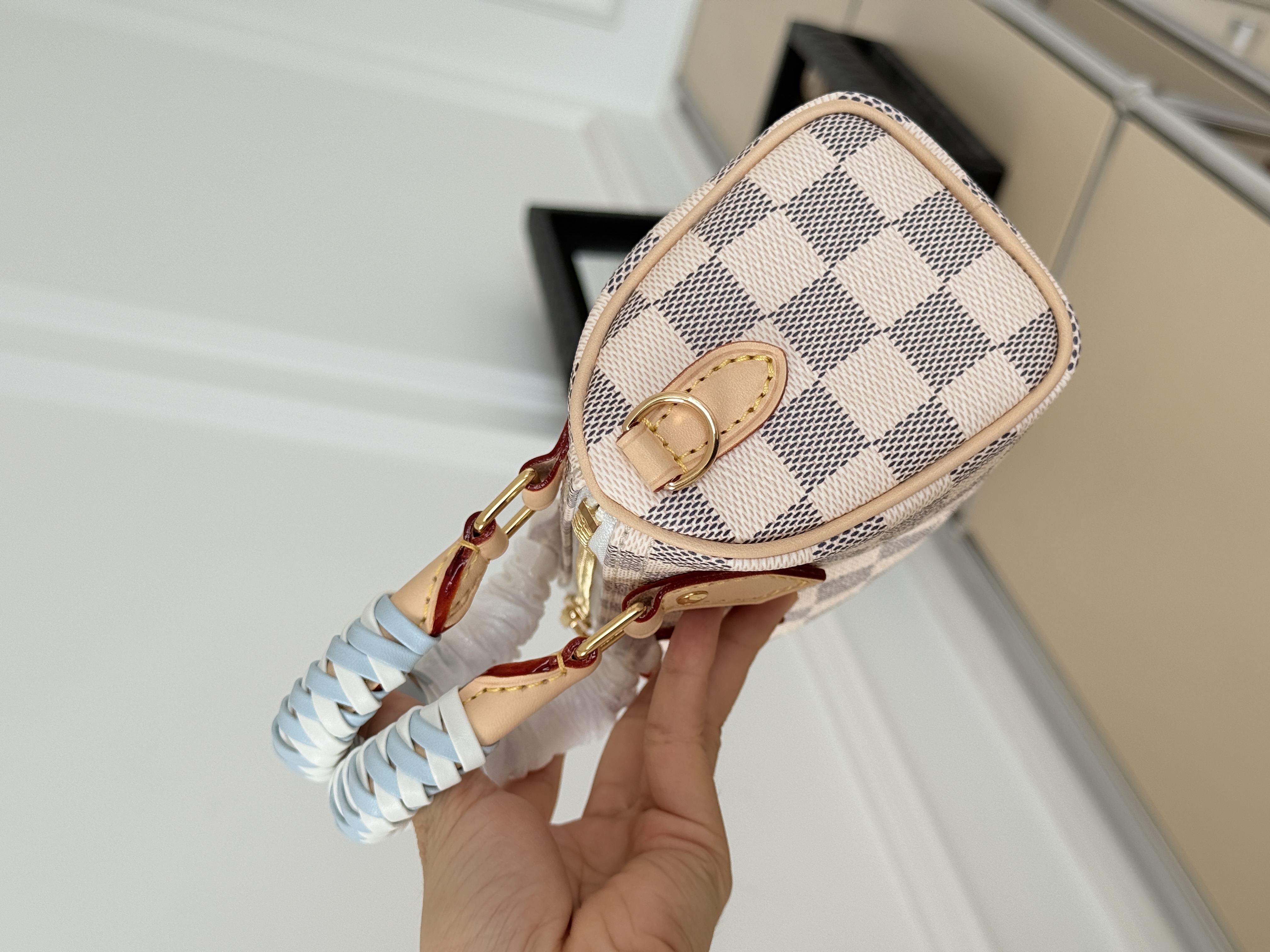 Louis Vuitton Nano Speedy Damier Azur Handbag
