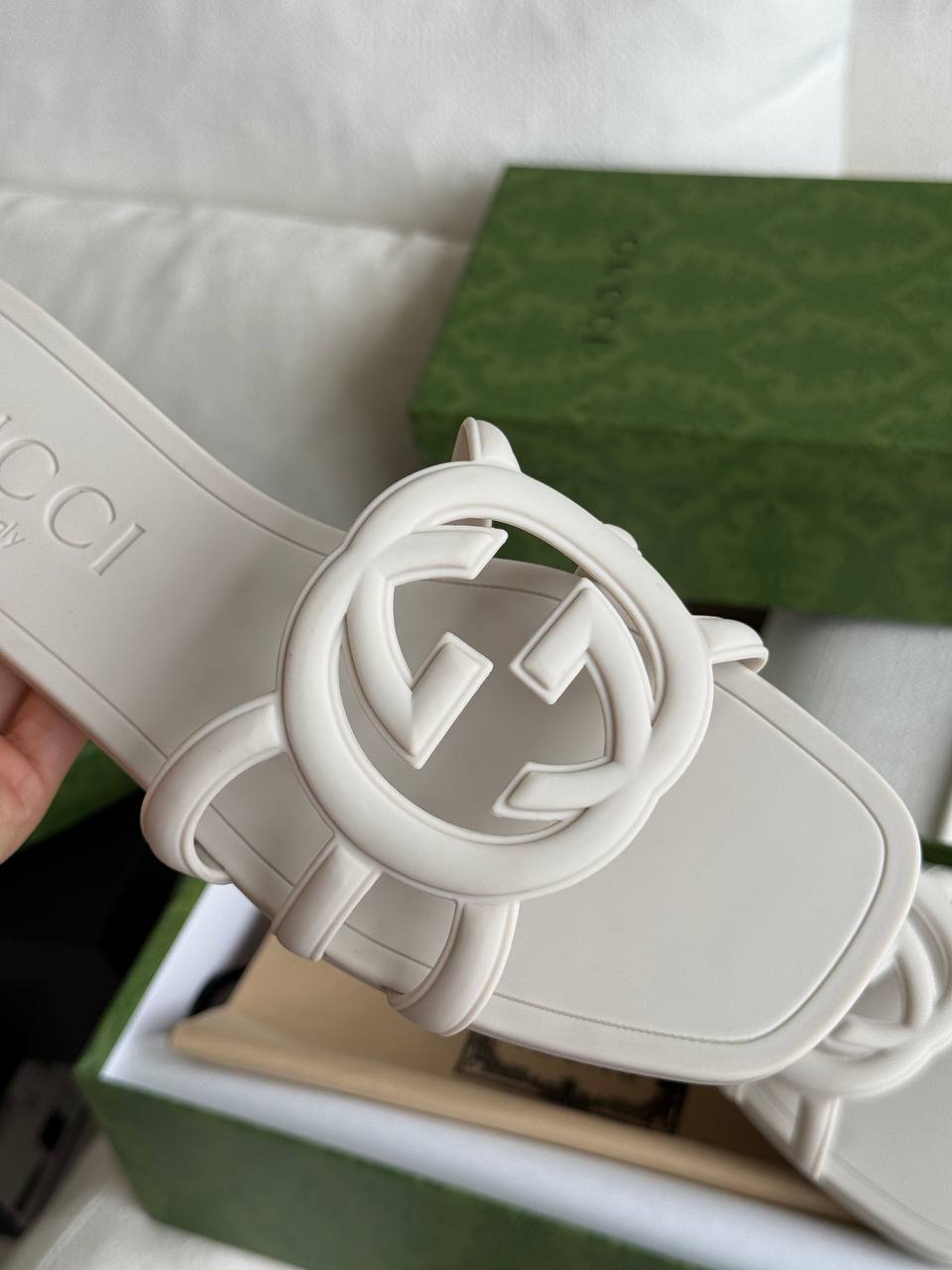 Gucci Interlocking G Cut-Out Rubber Slide Sandals