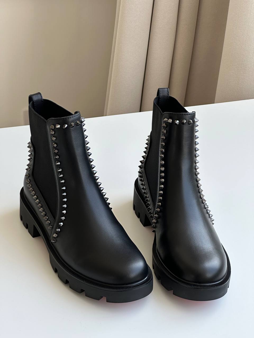 Christian Louboutin Out Line Spike Lug Sole Chelsea Boots