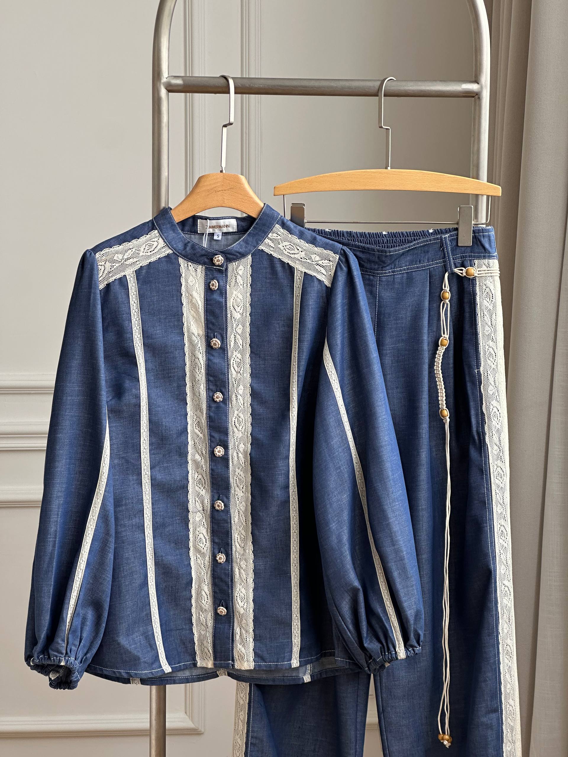 ZIMMERMANN Awaken Collection Lace-Trimmed Denim Co-ord Set