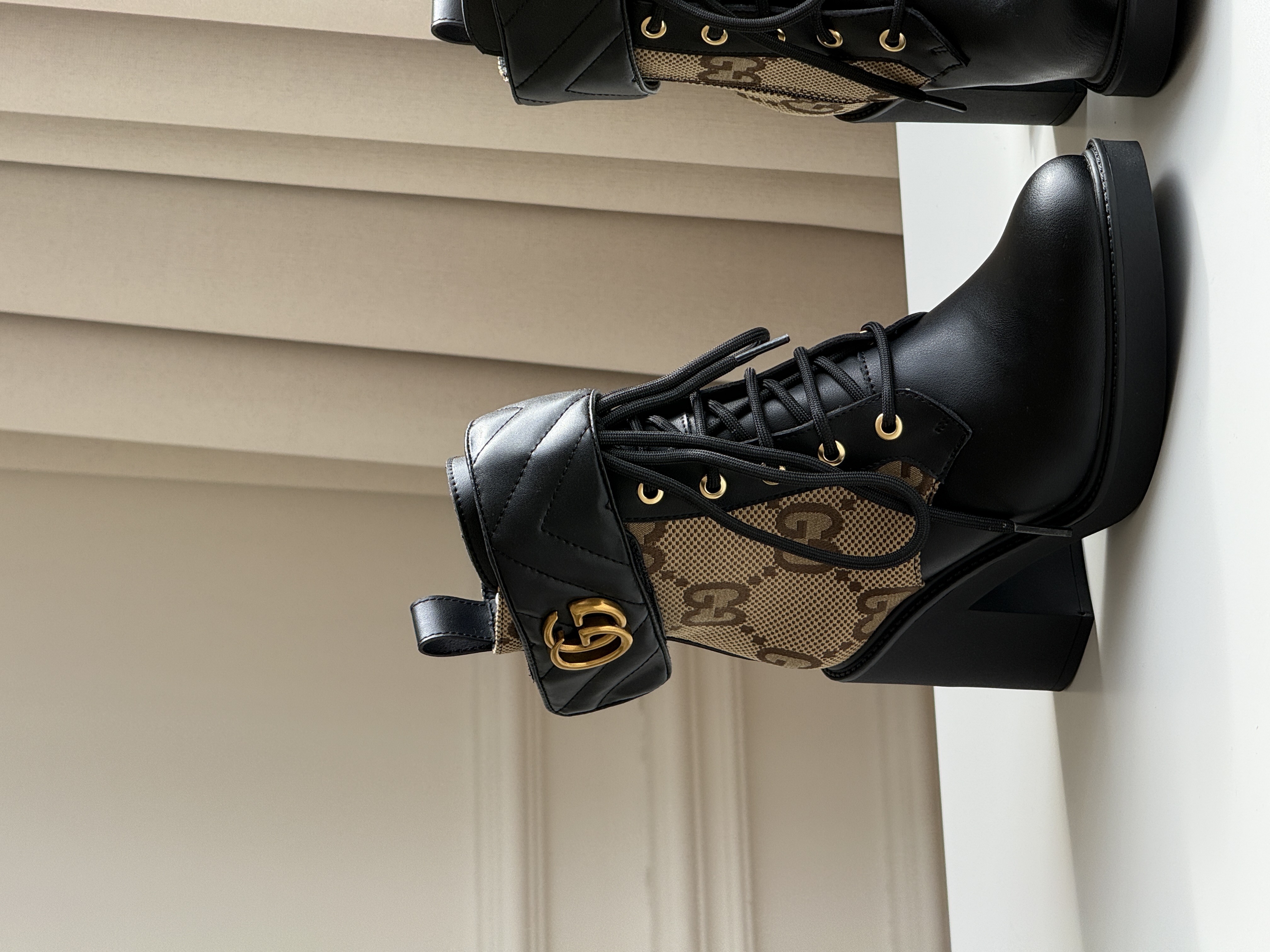 Gucci GG Monogram Lace-up Ankle Boots with Block Heel