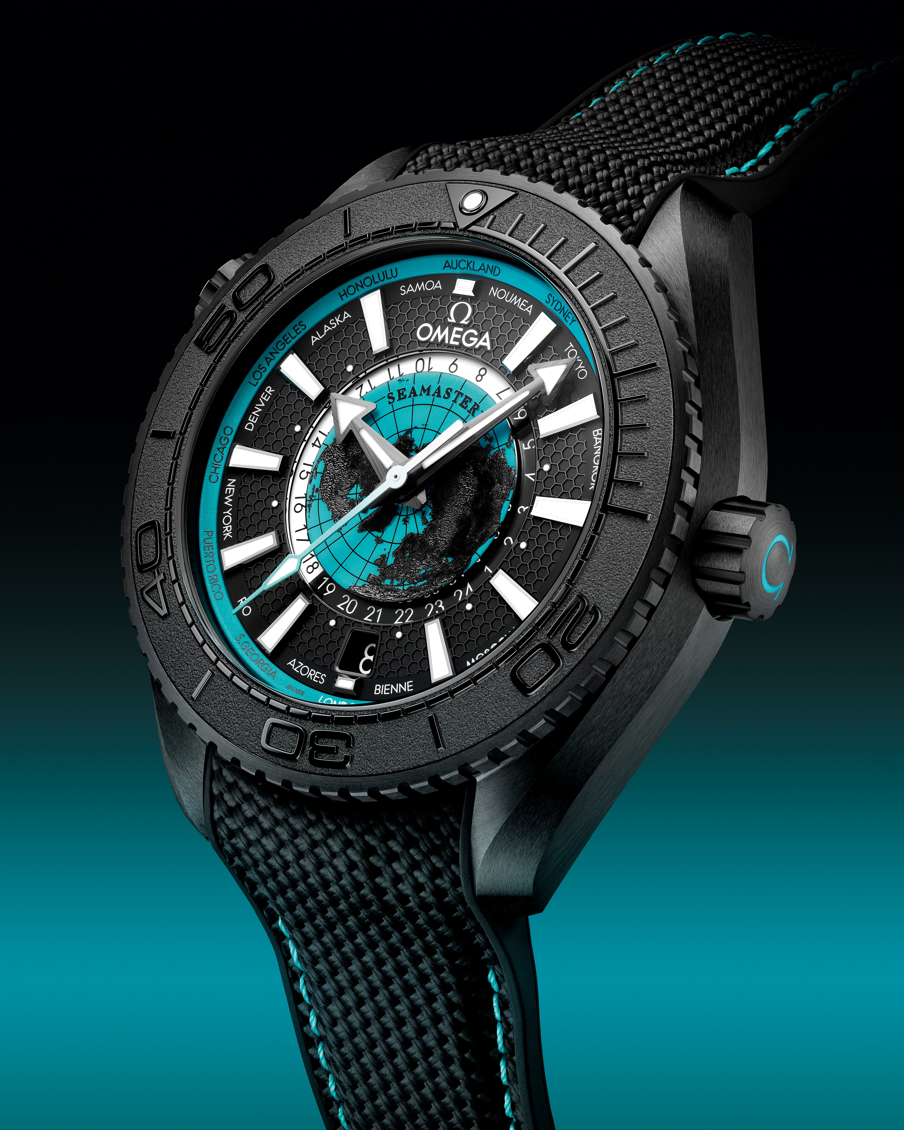 Seamaster Planet Ocean 600M-45.5 mm, black ceramic on rubber strap
