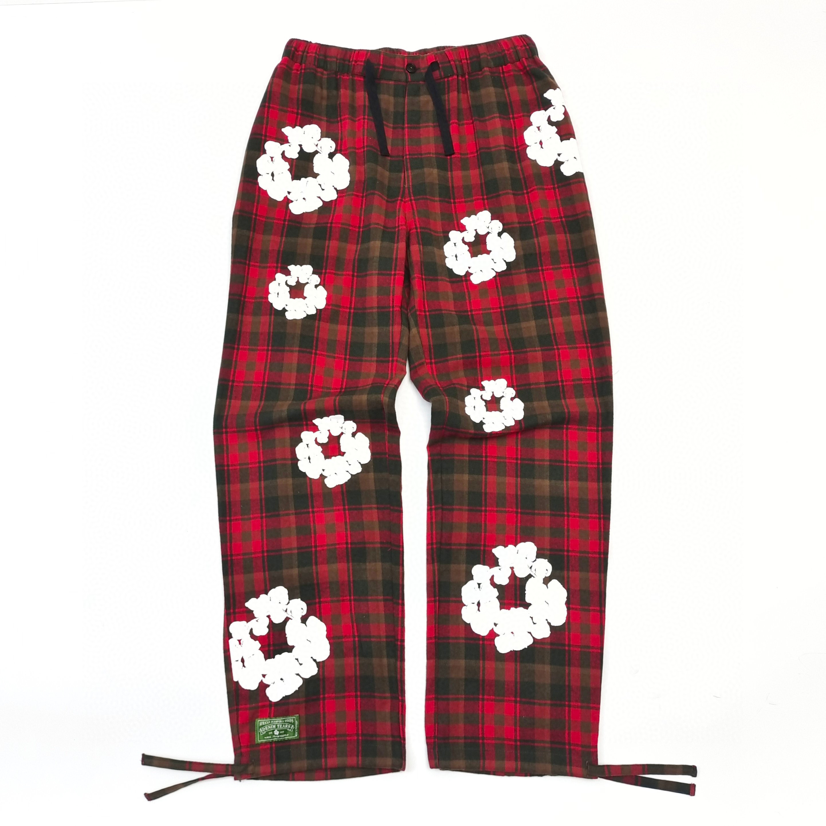 1:1 Best Quality Denim Tears Checker Pants Red