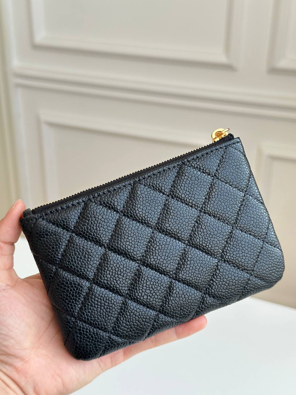 Chanel Quilted Caviar Leather Zip Coin Purse