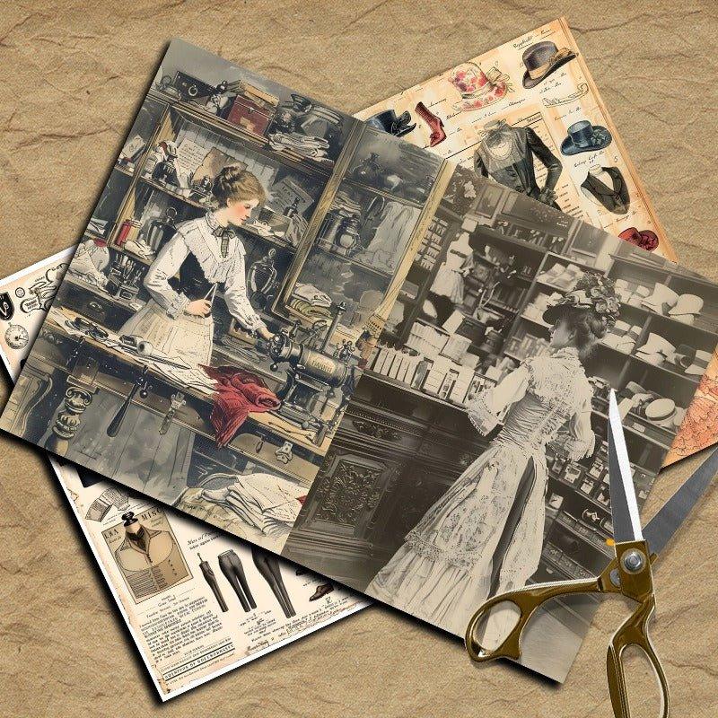 2084 10 sheets of material paper character clothing handbook collage material