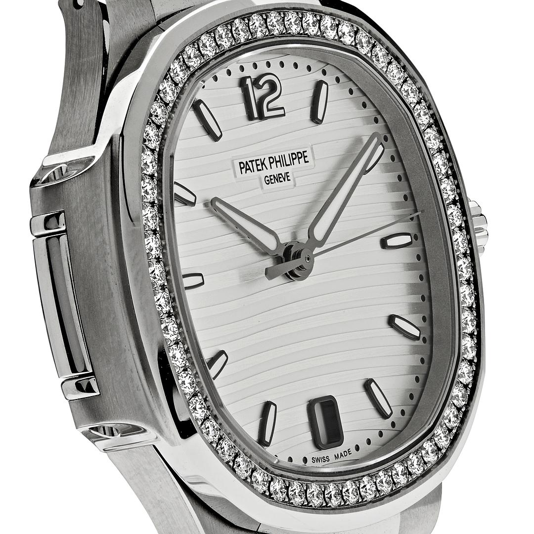 Patek Philippe Ladies Diamond Nautilus Stainless Steel White Dial Diamond Bezel 7118/1200A-010【1:1 Replica】