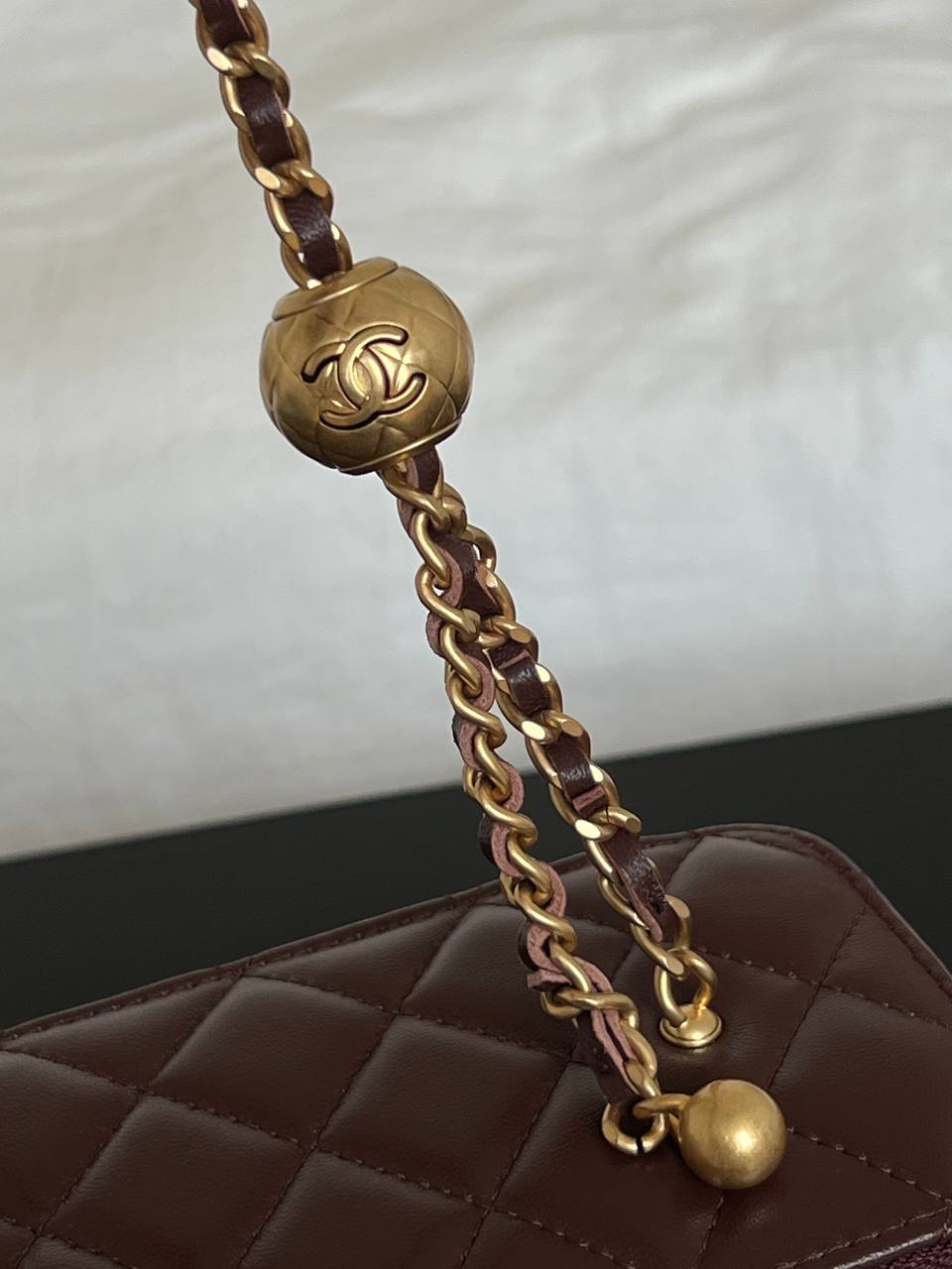 Chanel Burgundy Lambskin Quilted CC Hardware Mini Vanity Chain Bag