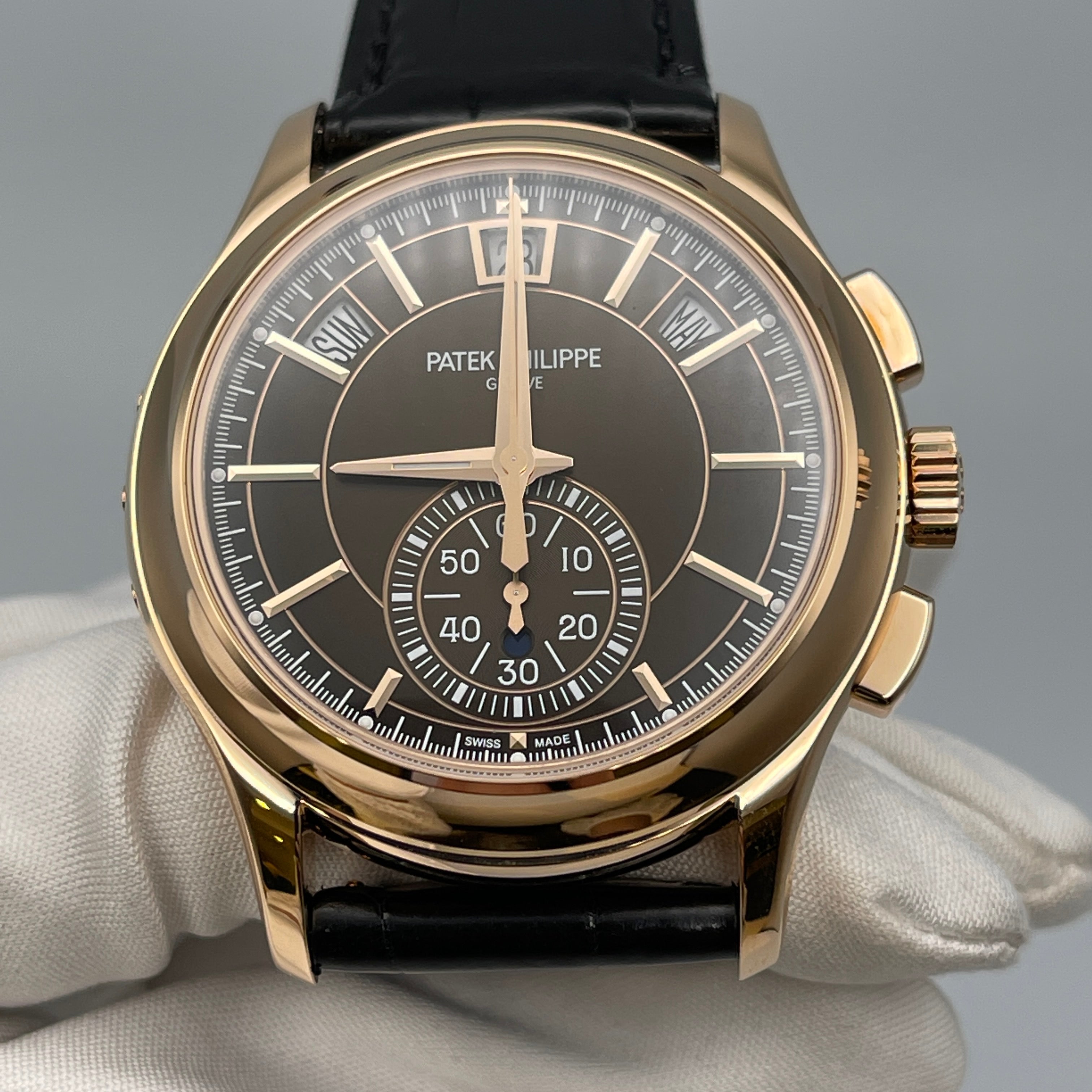 Patek Philippe Flyback Chronograph Annual Calendar Rose Gold Brown 5905R-001【1:1 Replica】