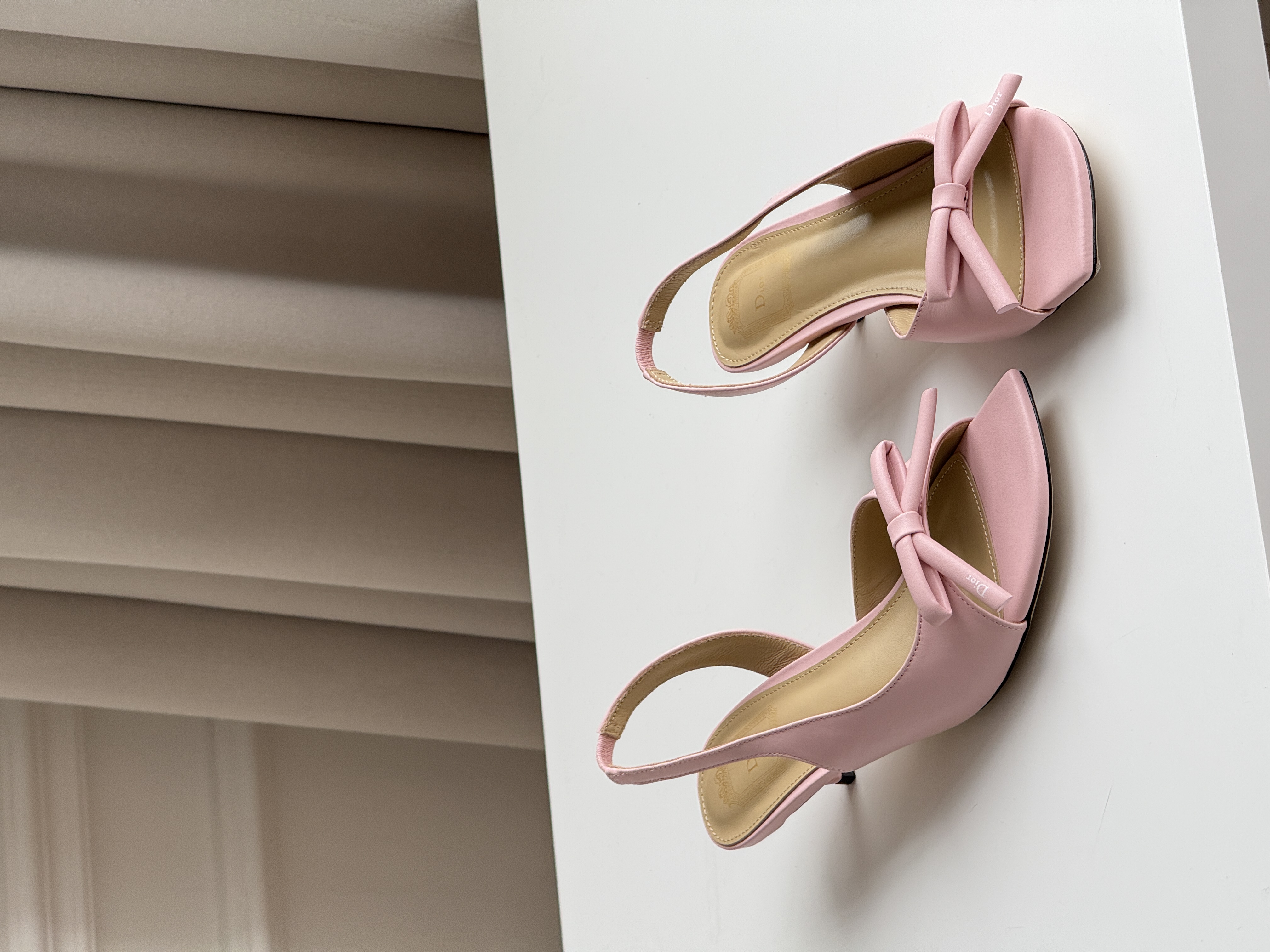 Dior Bow Kitten Heel Slingback Sandals