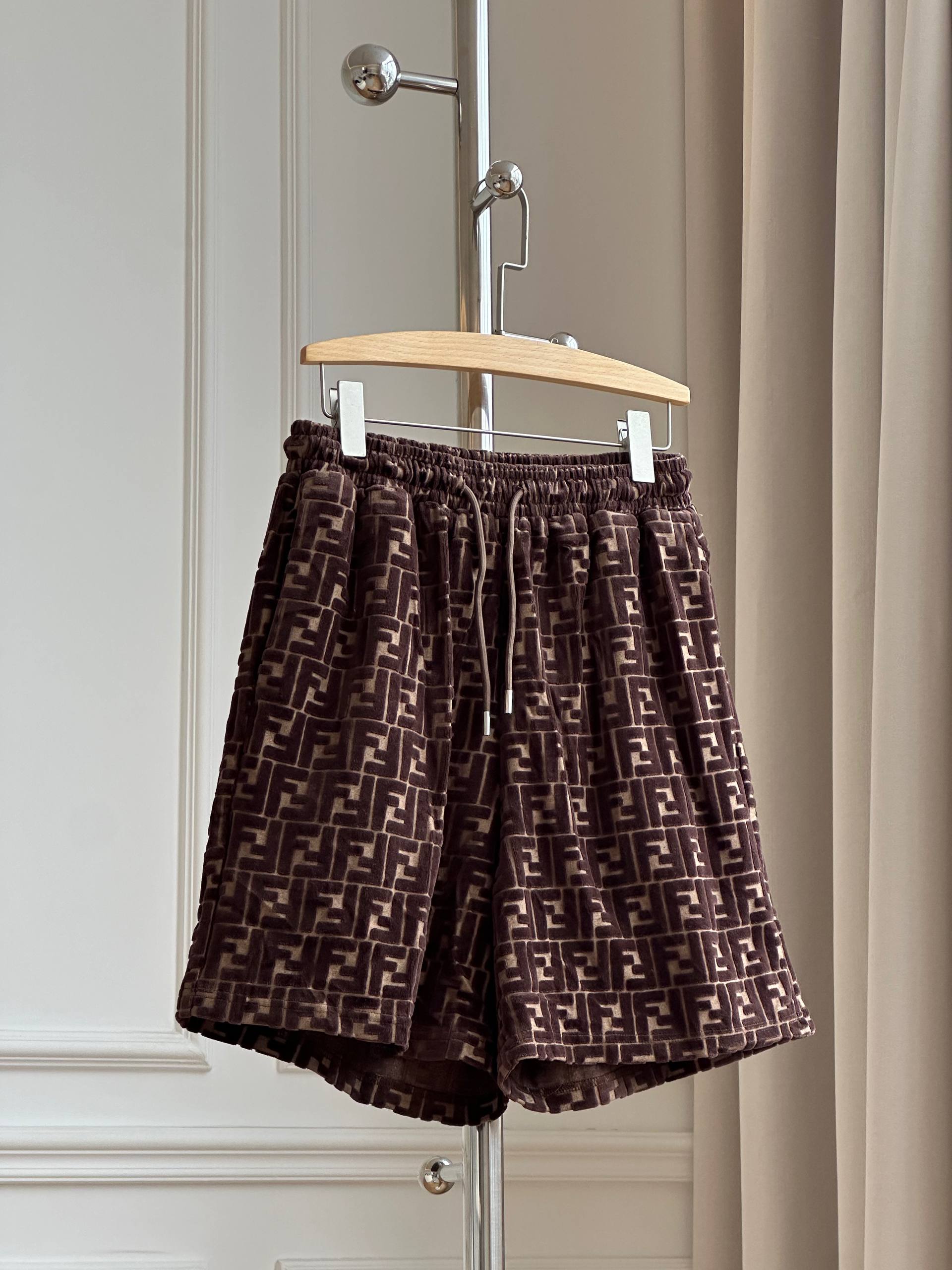 FENDI FF Monogram Jacquard Velour Shorts