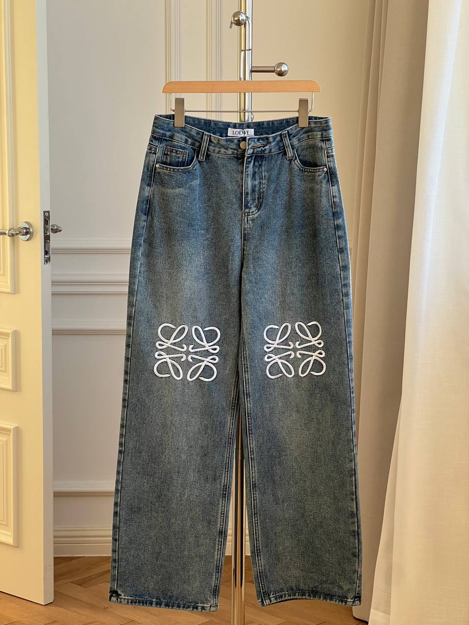 LOEWE Anagram Embroidered Wide-Leg Jeans