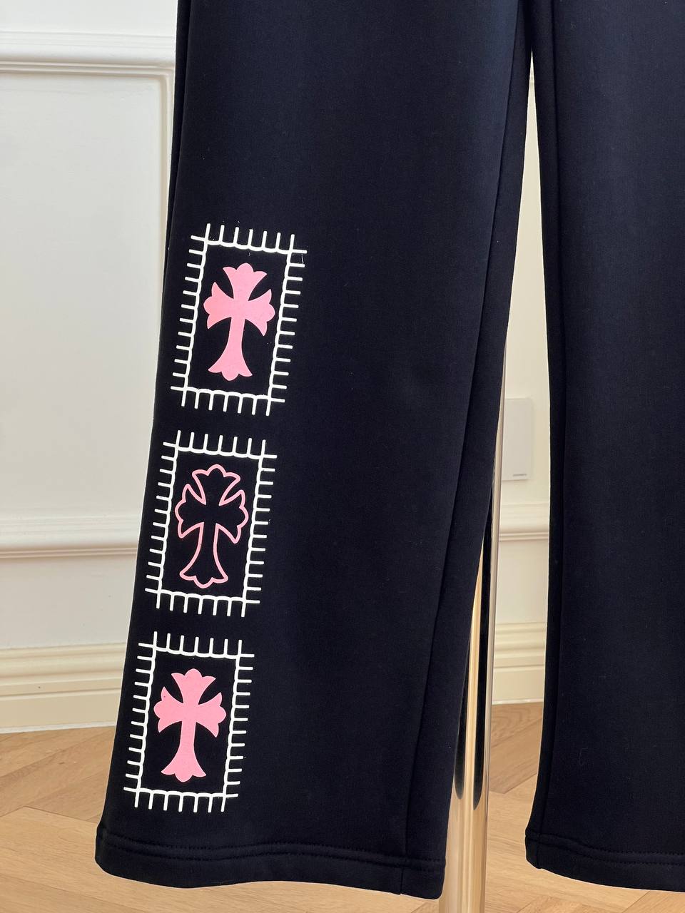 Chrome Hearts Pink Cross Patch Drawstring Wide-Leg Sweatpants