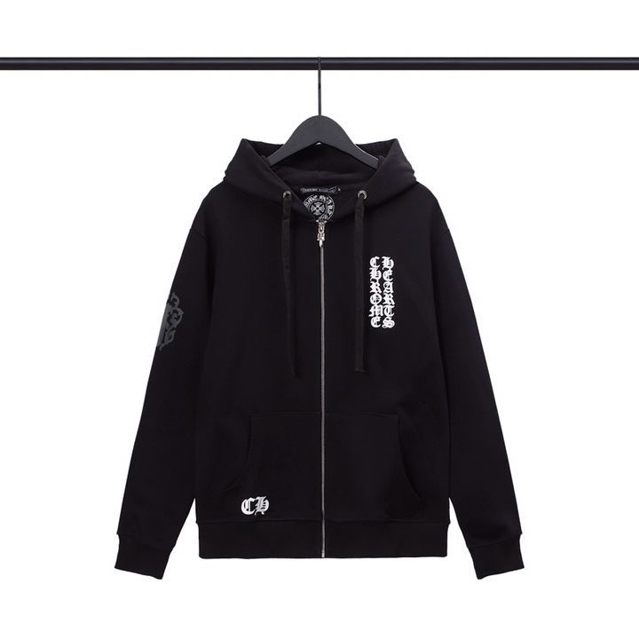 Chrome Hearts cross-printed hooded sweatshirt with Sanskrit zipper
