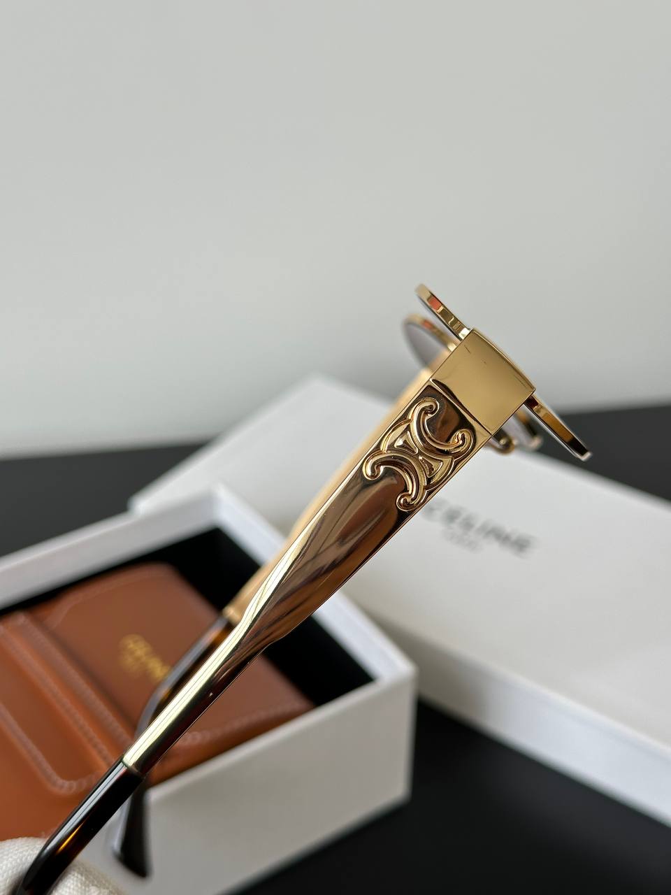 Celine Metal Triomphe Oval Sunglasses