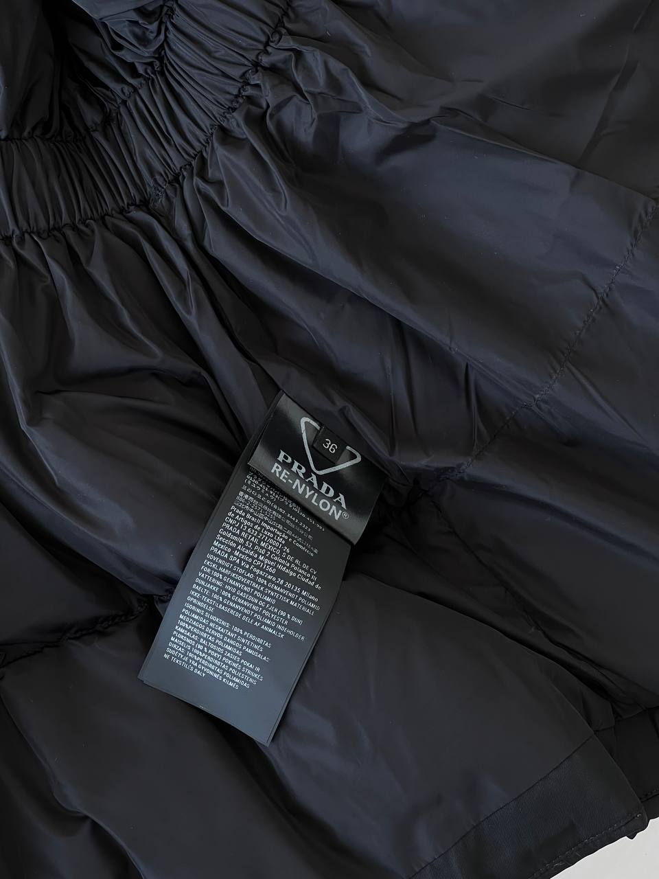 Prada Black Nylon Hooded Waist-cinched Down Coat With Matching Belt Bag