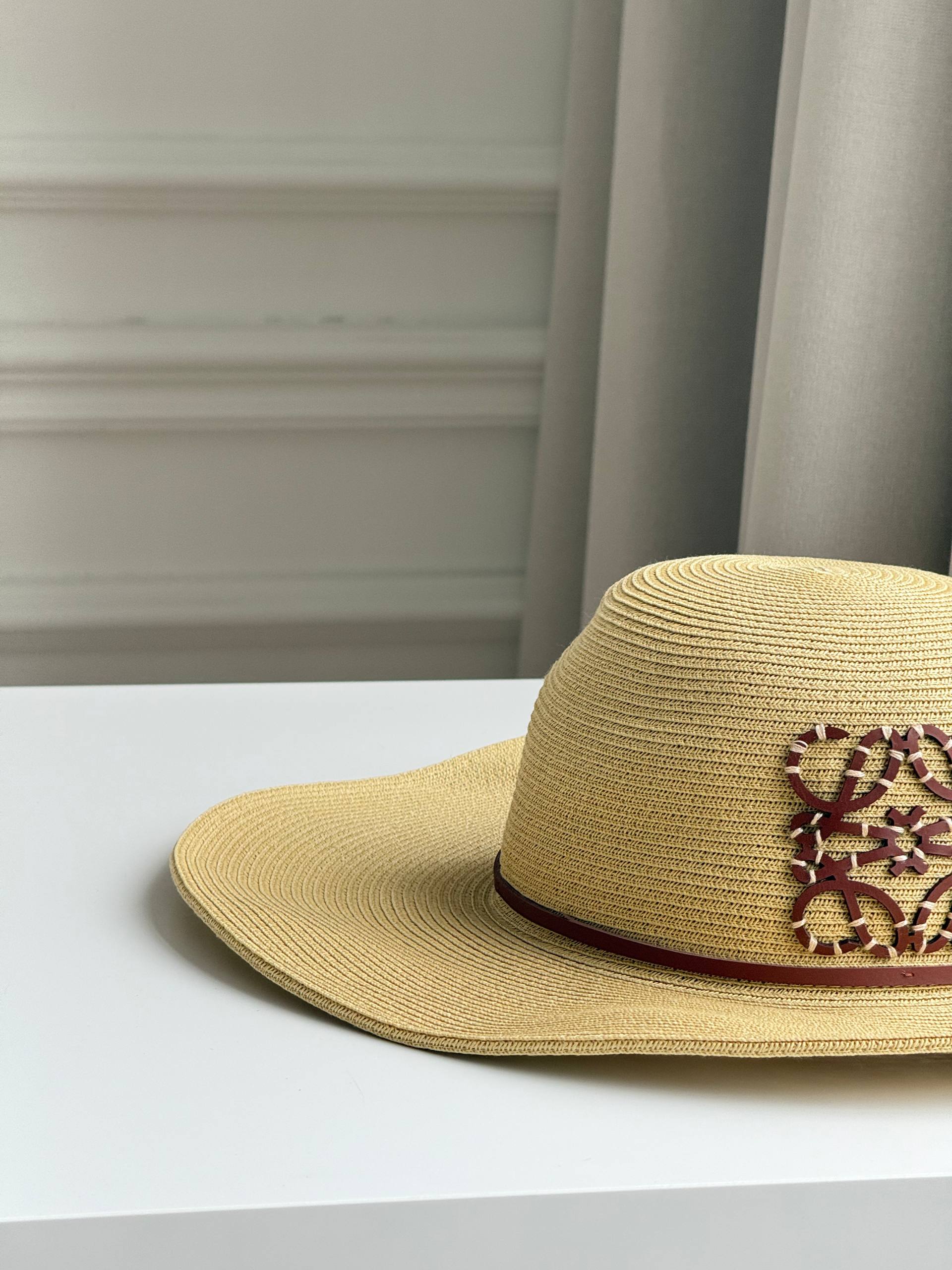 LOEWE Anagram Raffia Woven Wide-Brim Sun Hat