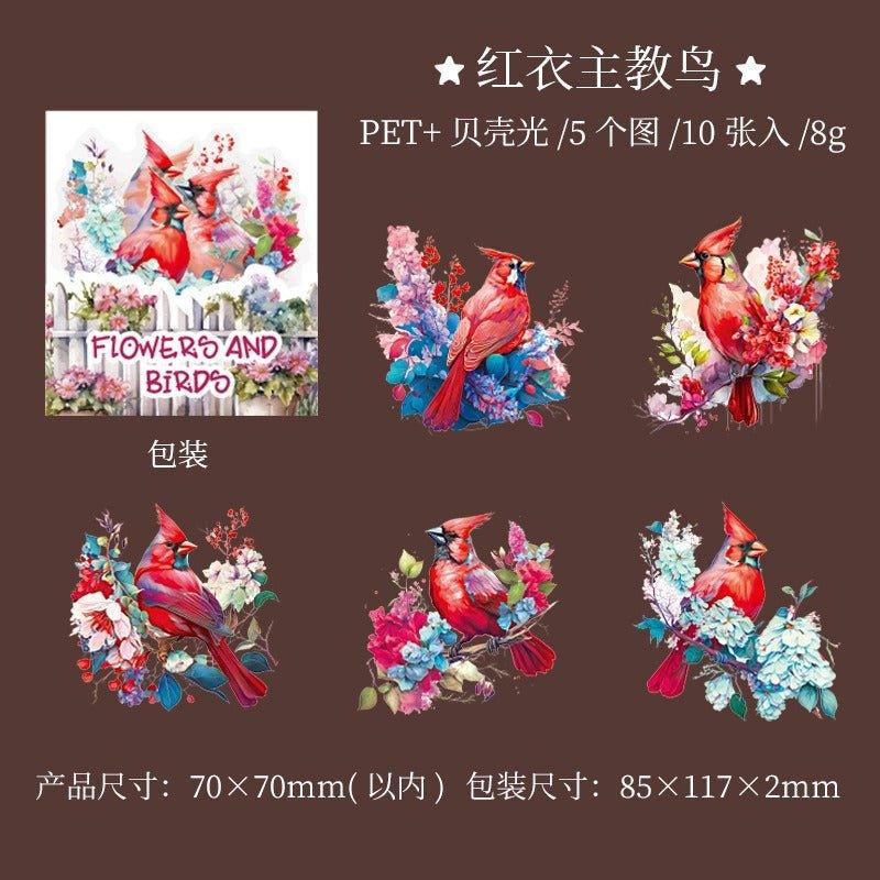 1023 Shell Light PET Stickers Flower Birds Series