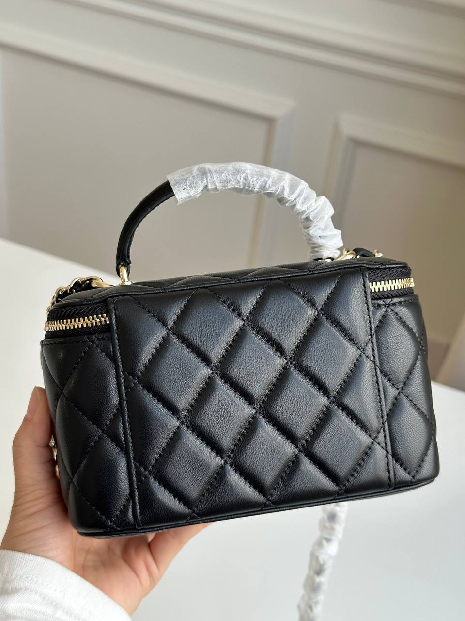 CHANEL Classic Quilted Vanity Case / Small Handle Bag
