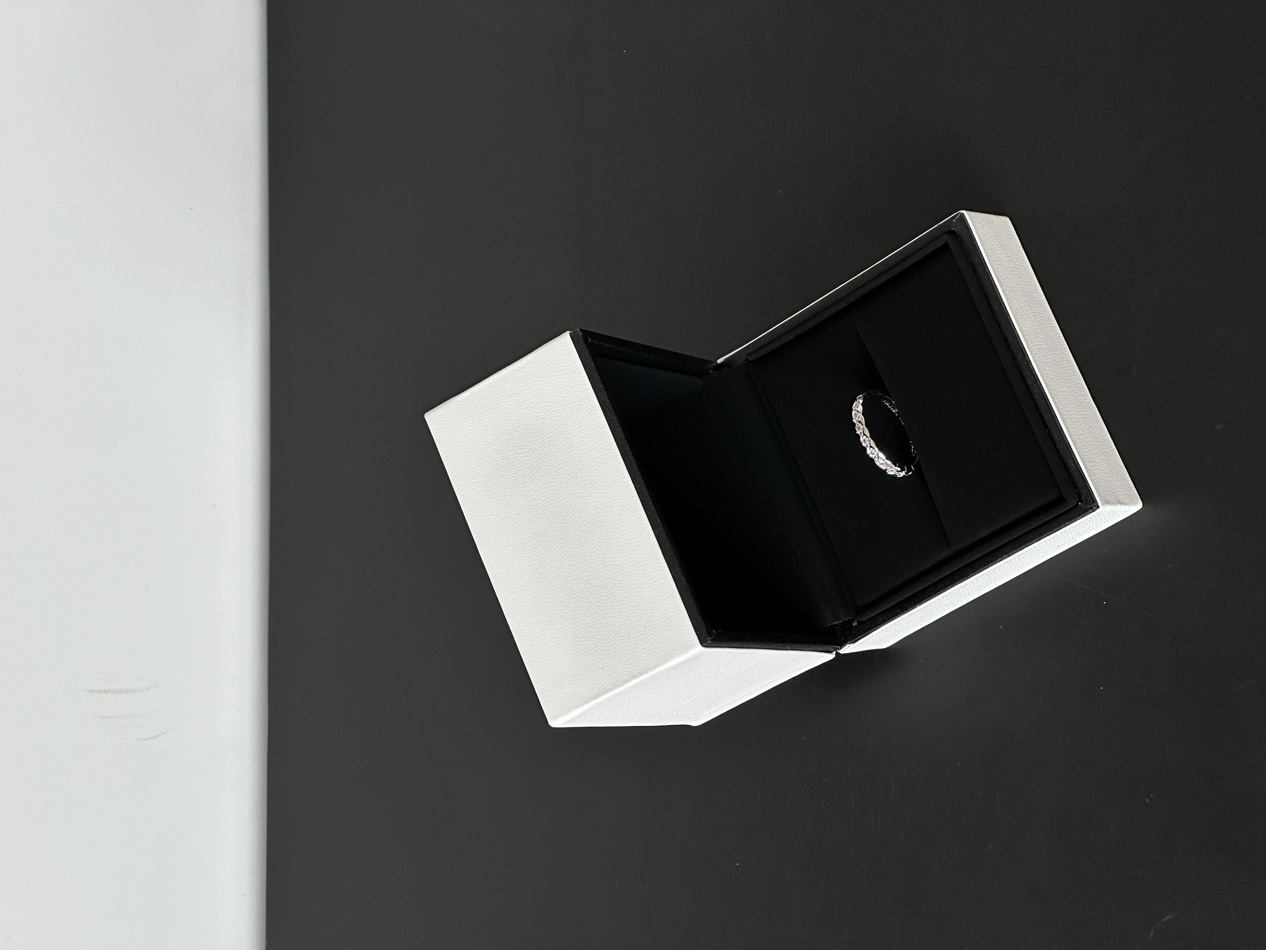 Crushed Ice Row Diamond Thin Silver Ring
