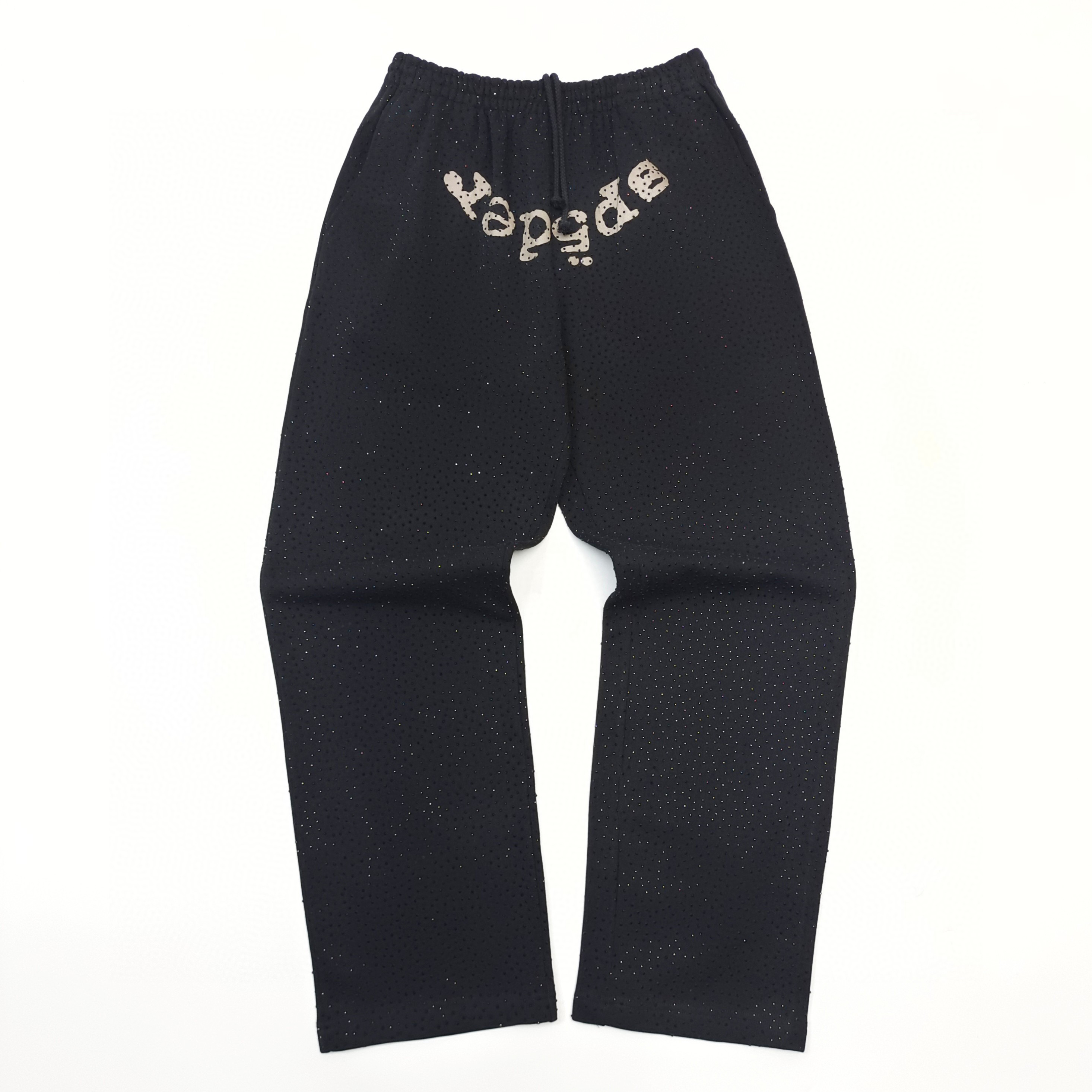 1:1 Best Quality Full Diamond Logo Pants Black