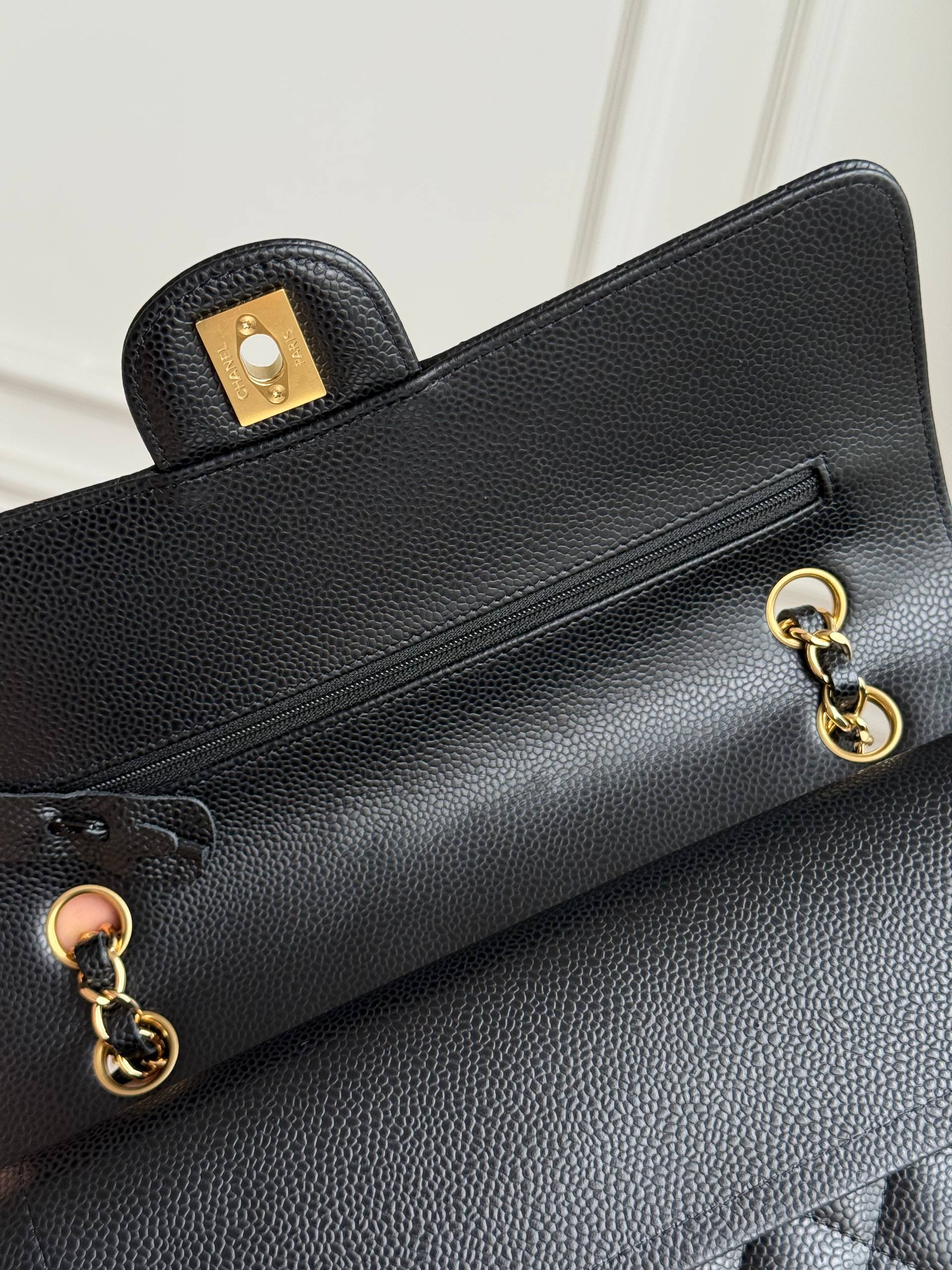 Chanel Medium Classic Flap Black Caviar Leather Gold Hardware Bag