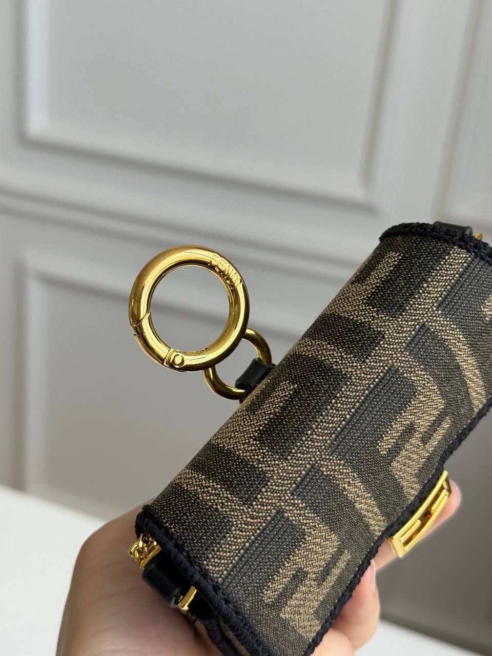 Fendi Nano Baguette Charm in FF Fabric
