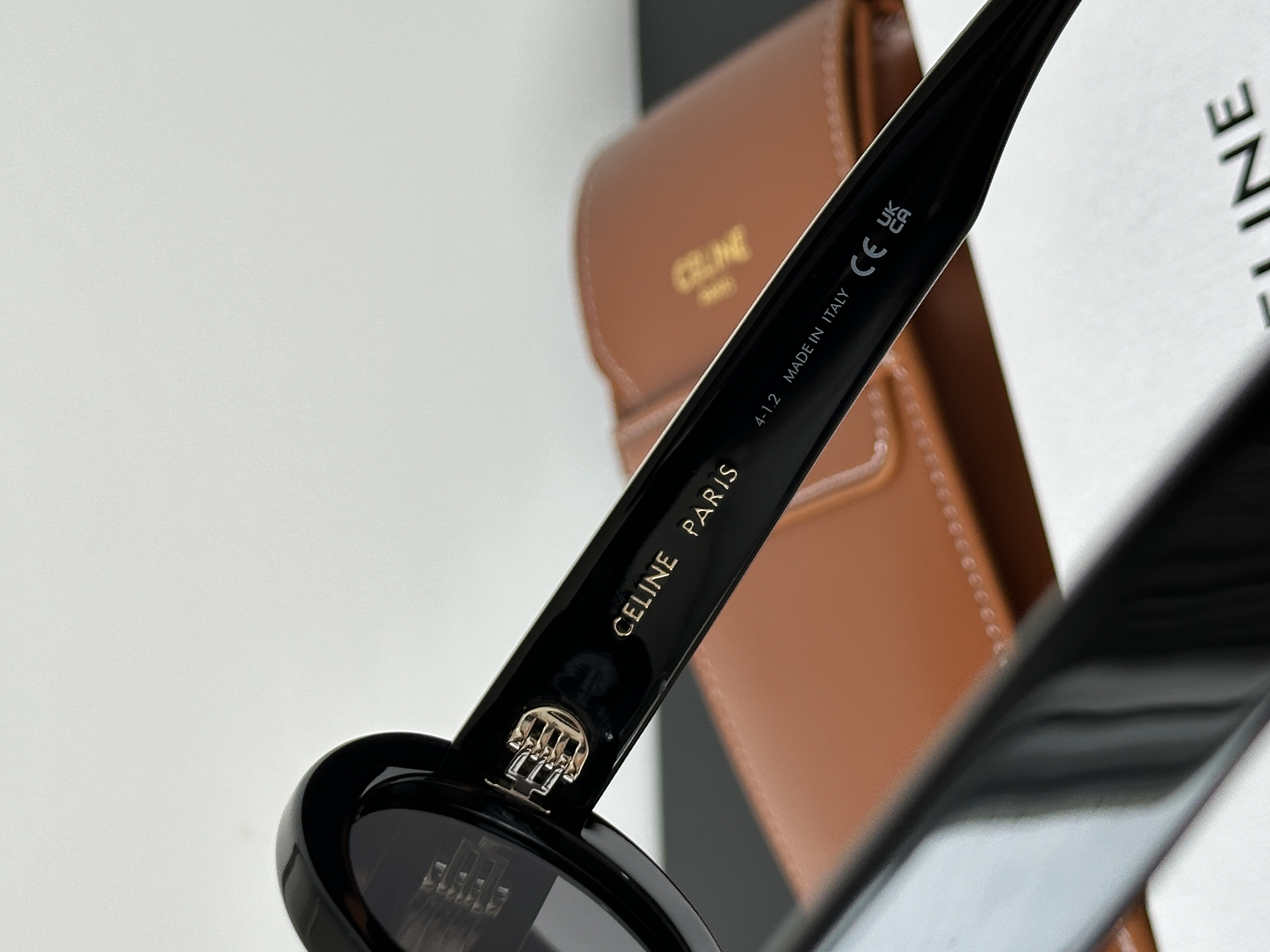 Celine Black Acetate Triomphe Oval Retro Sunglasses