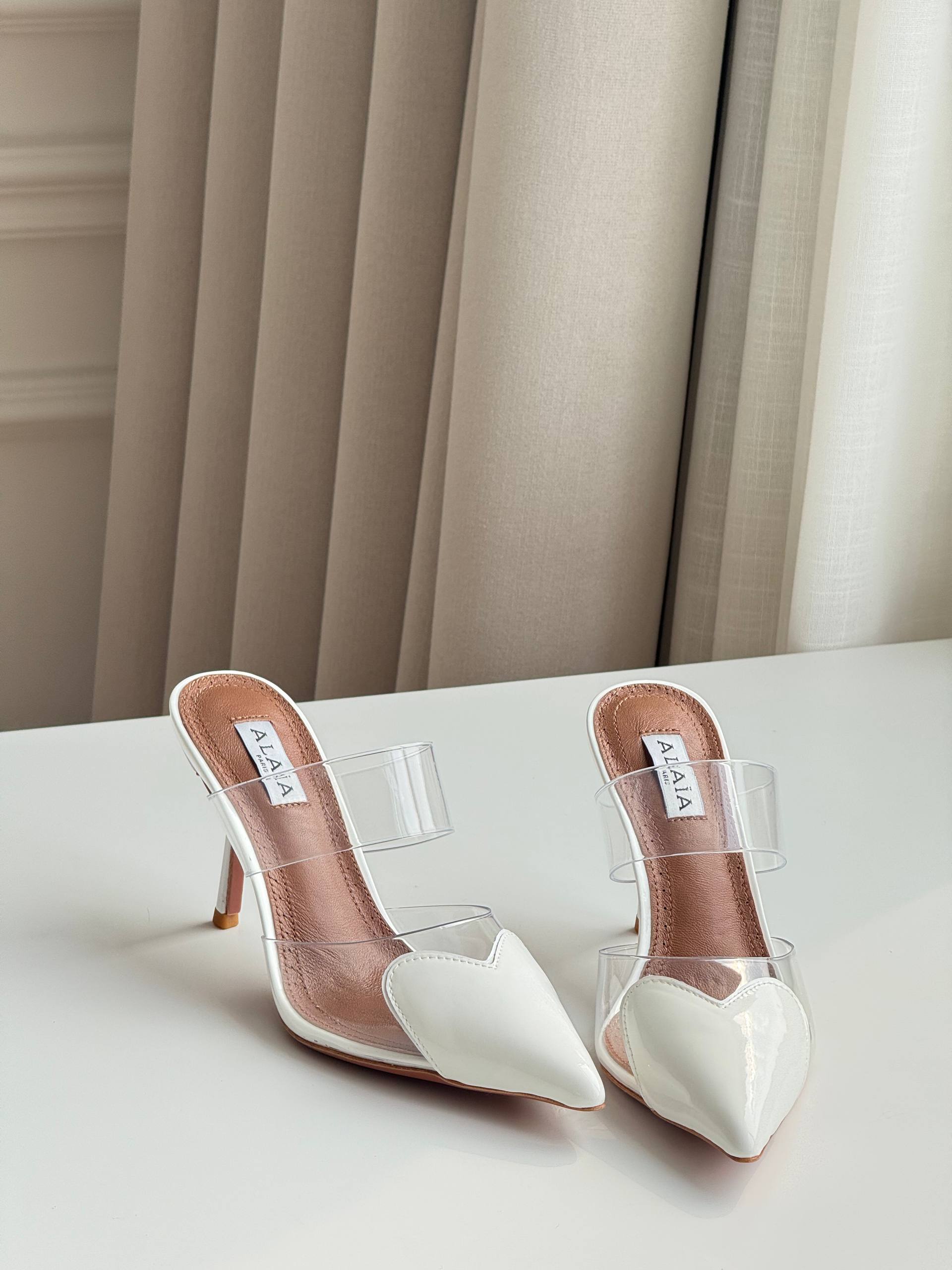 ALAIA Heart-Toe PVC Strap High-Heel Mules