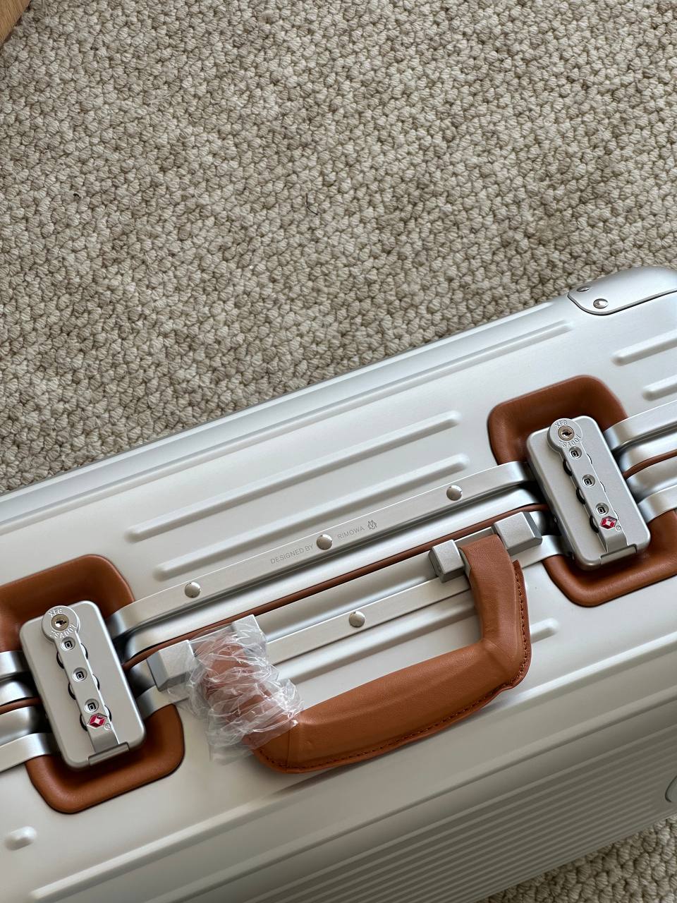 RIMOWA Classic Aluminum Suitcase with Leather Handles