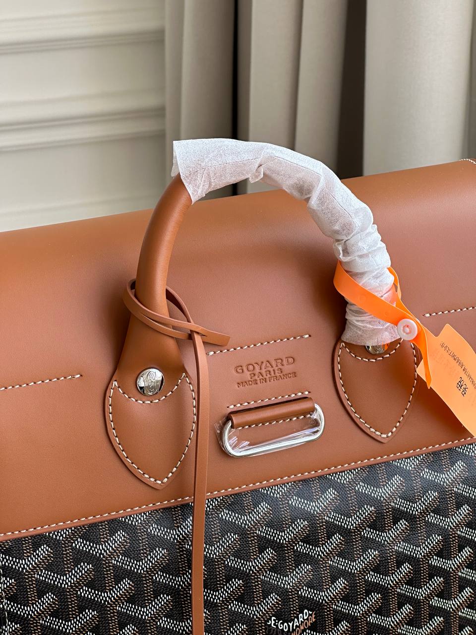 Goyard Black Goyardine Canvas Brown Leather Flap Drawstring Backpack