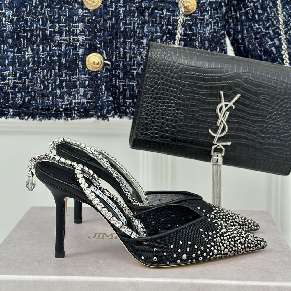 Jimmy Choo Saeda 10CM Slim Heel  Slide Sandal