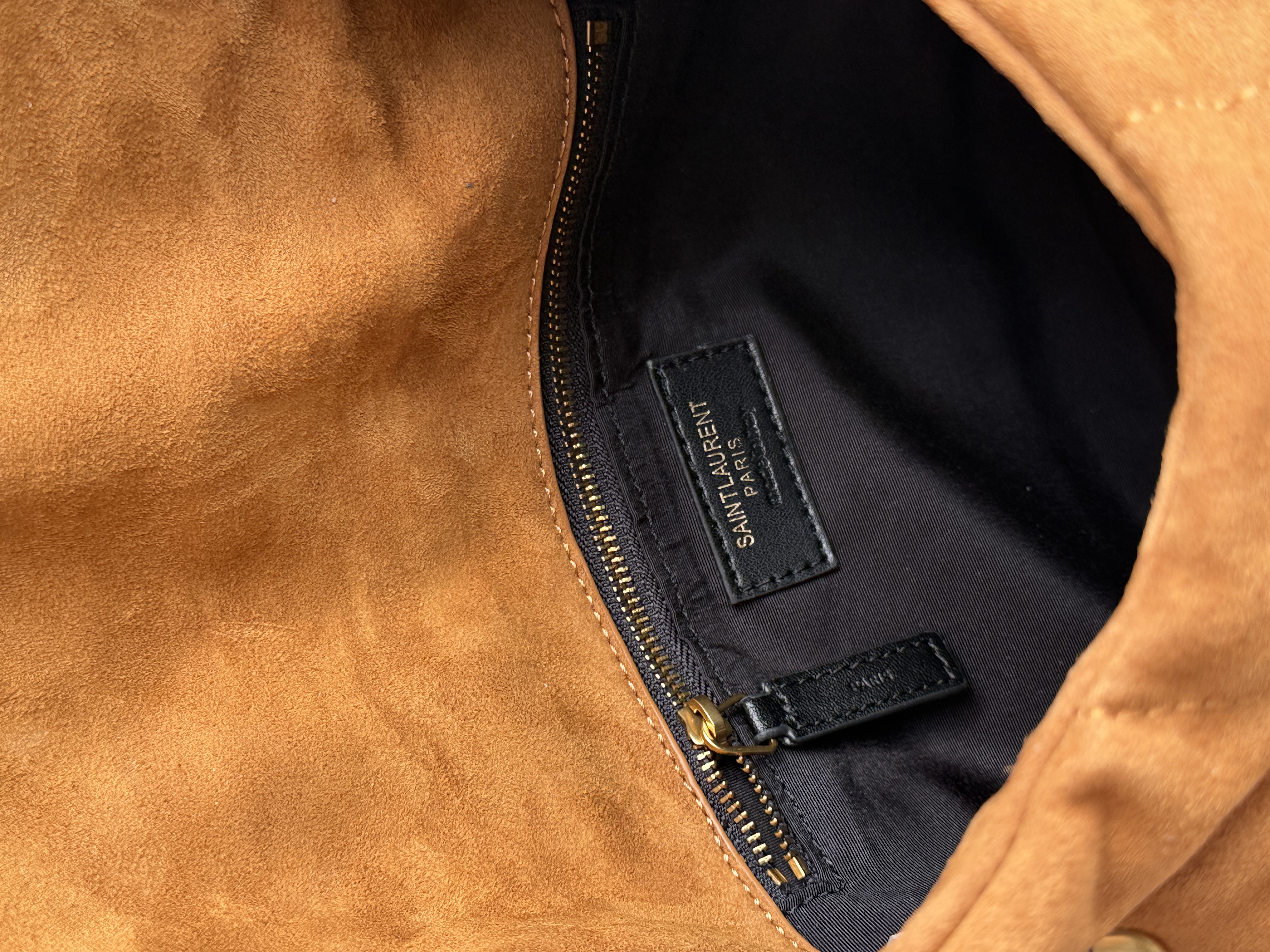 Yves Saint Laurent Caramel Suede Quilted LouLou Medium Chain Shoulder Bag