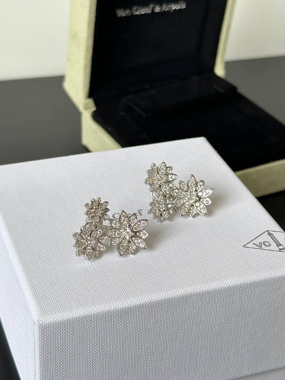 Van Cleef & Arpels Lotus Earrings, 3 Flowers