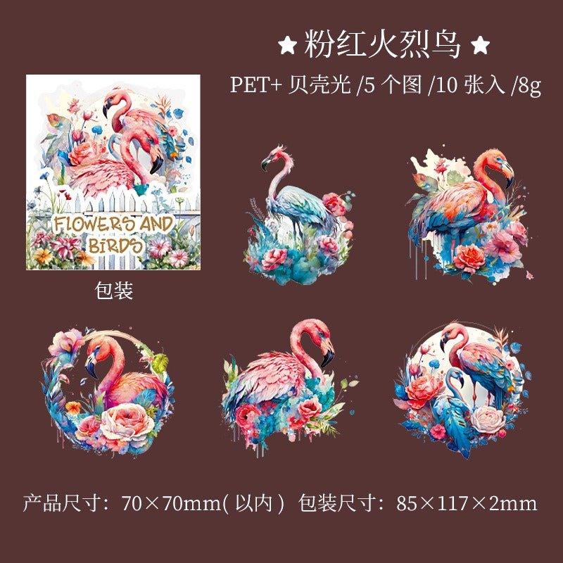 1023 Shell Light PET Stickers Flower Birds Series