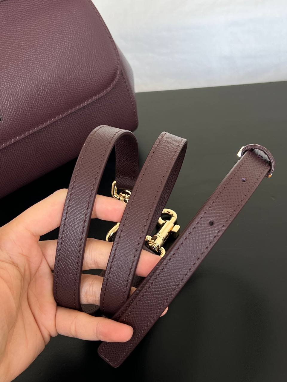 Miu Miu Burgundy Madras Leather Top Handle Flap Handbag