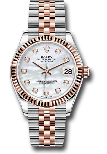 Rolex Steel and Everose Gold Datejust 31 Watch - Fluted Bezel - Silver Diamond Dial - Jubilee Bracelet - 278271 mdj【1:1 Replica】