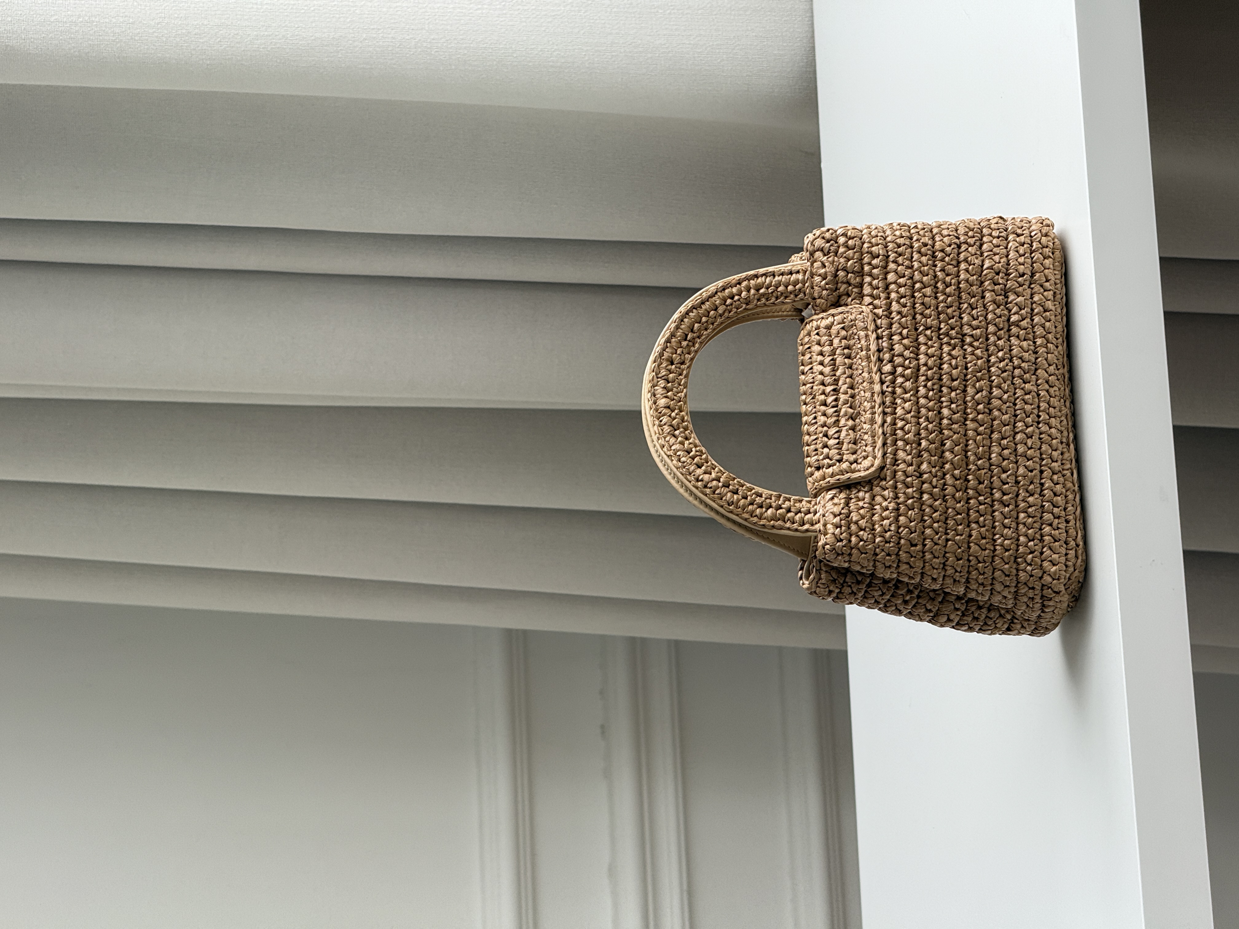 CHANEL Light Brown Raffia Woven Mini CC Flap Handbag