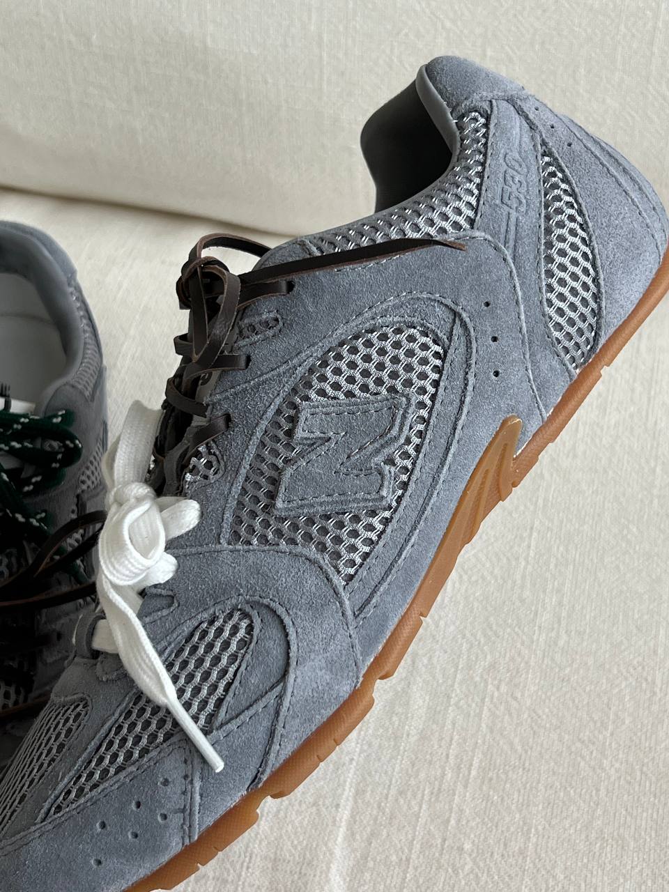 New Balance Grey Suede Mesh Gum Outsole Retro German-style Trainer Sneakers