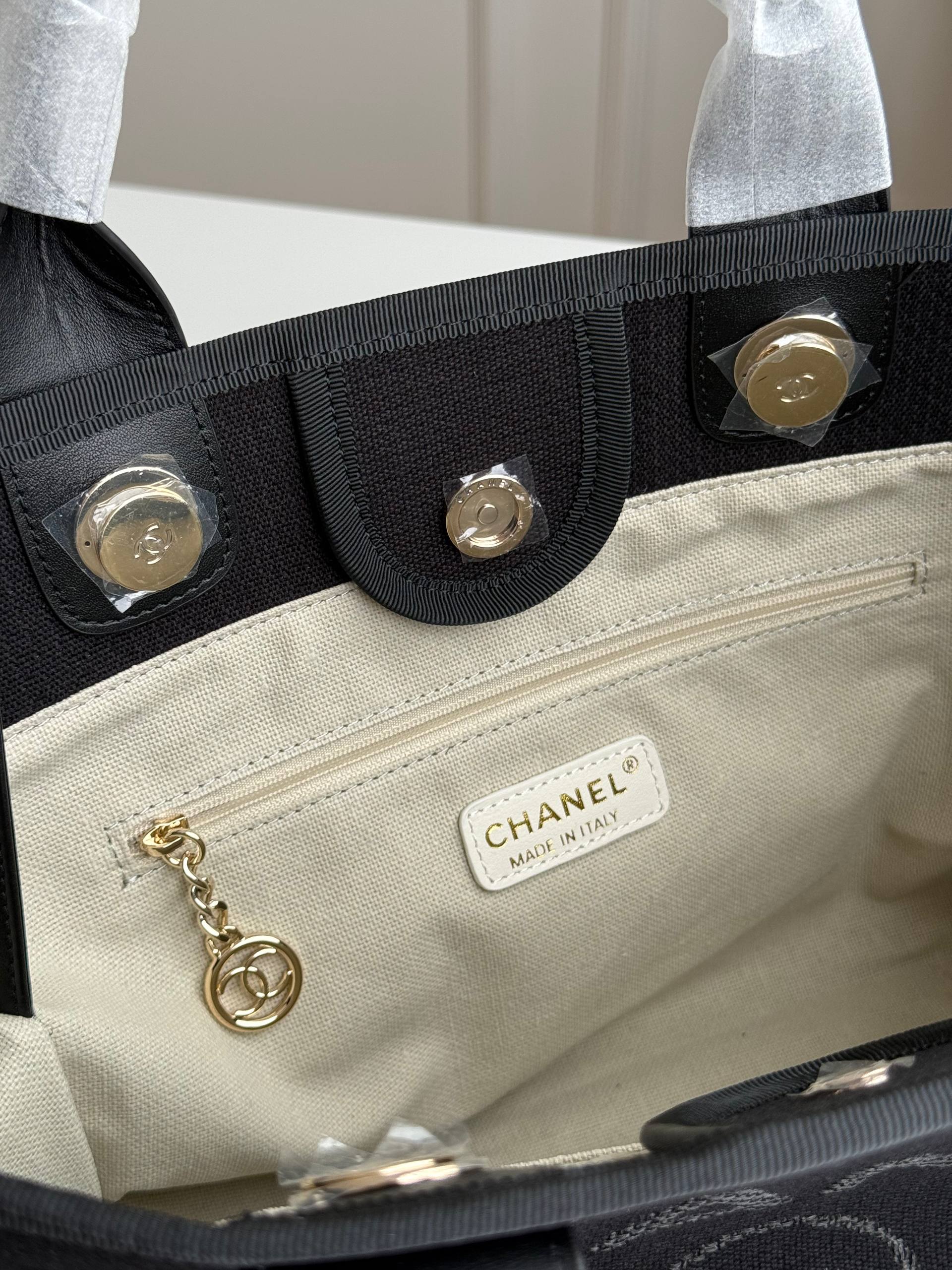 Chanel Mini Deauville Canvas Tote Handbag