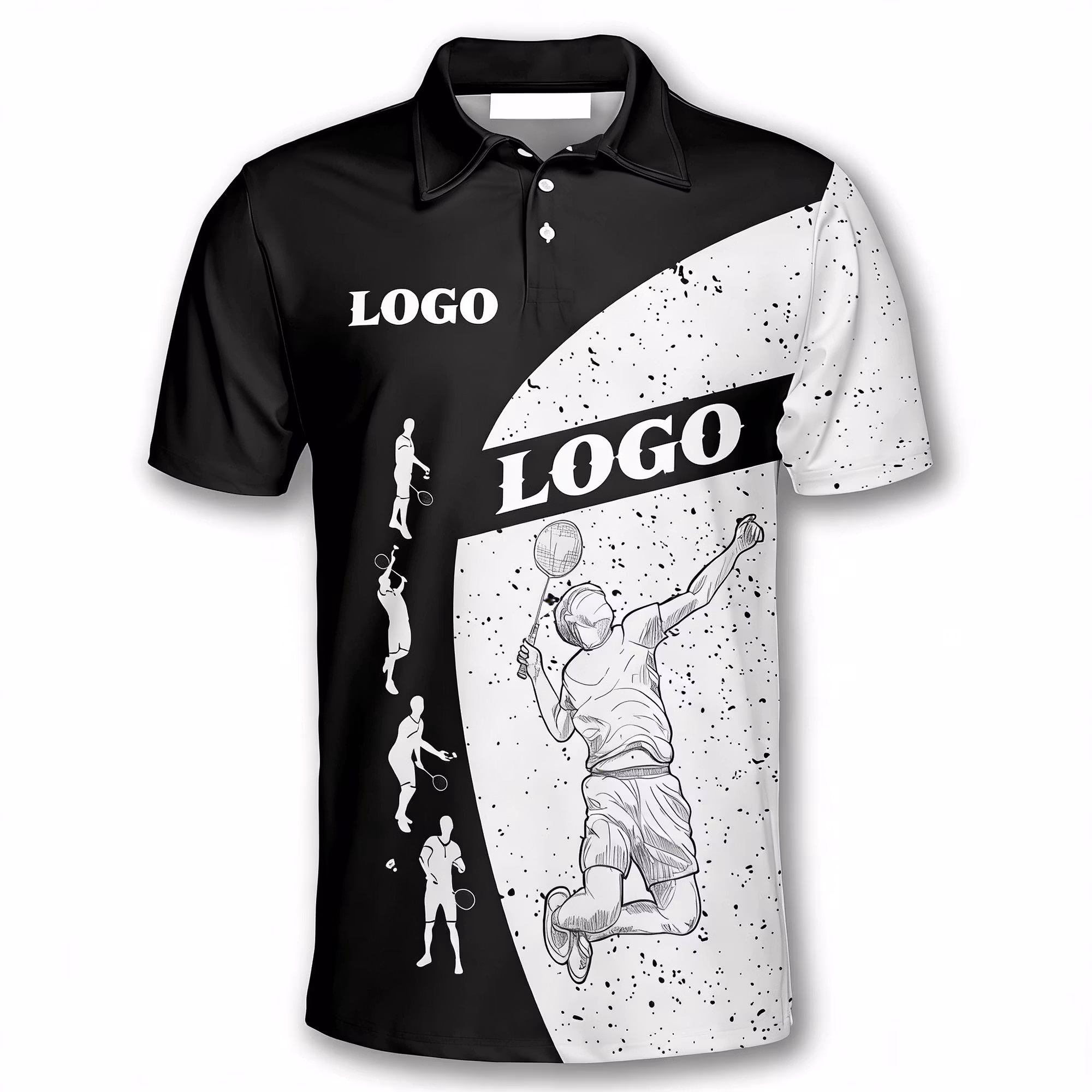 Quick-Dry Custom Team Name Men's Polyester Badminton Tennis Jersey Solid Pattern All Seasons Breathable Short Sleeve Tops Shirts