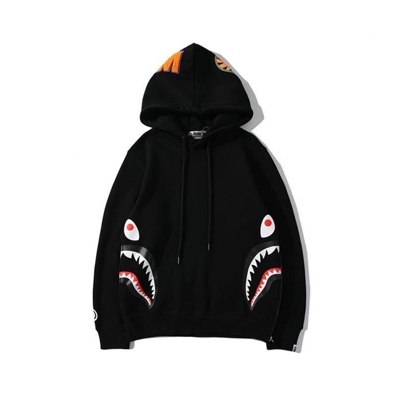 Embroidery hood with shark face hoodie