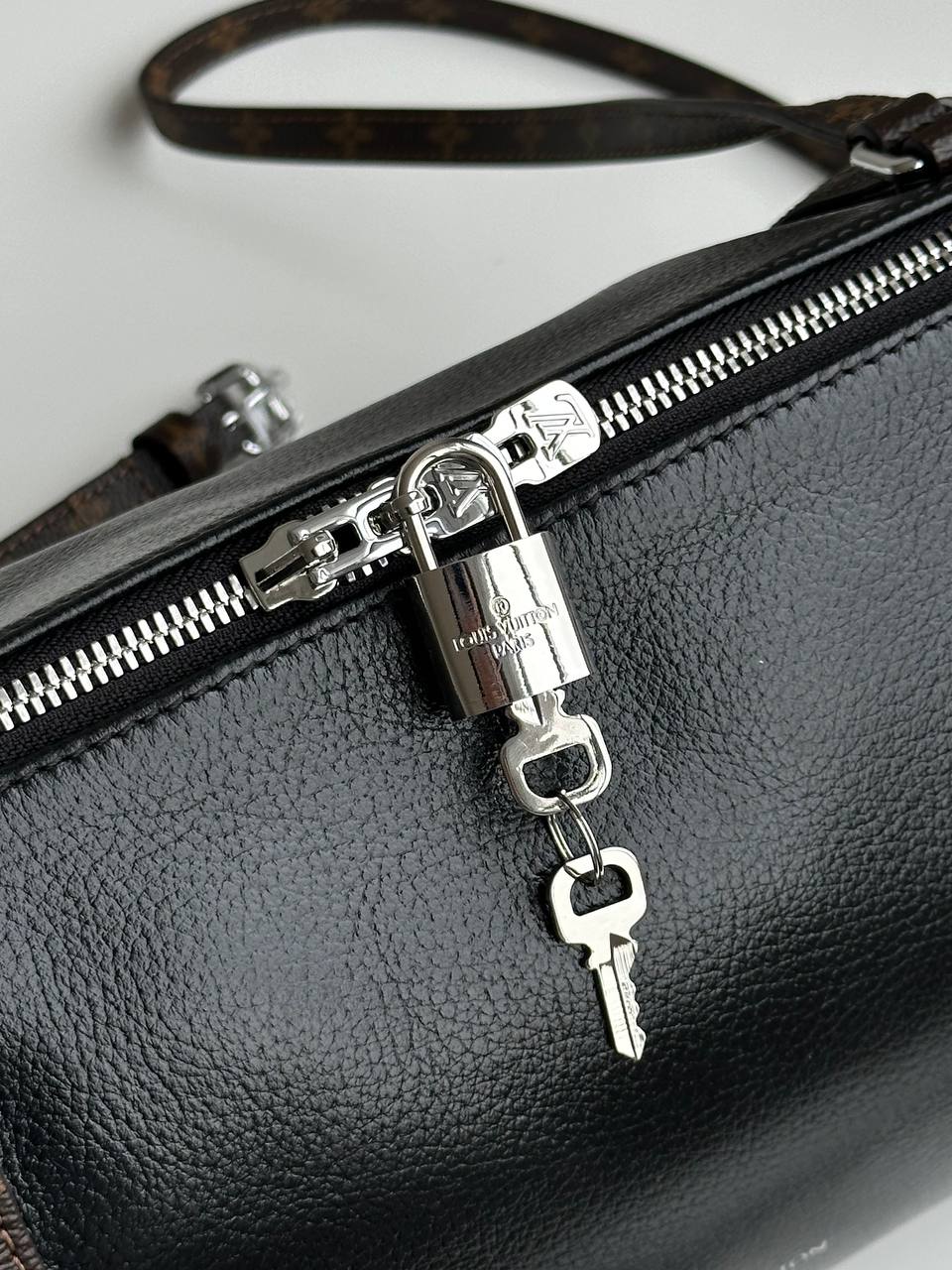 Louis Vuitton Black Grained Calfskin Mix Monogram Canvas Hand & Crossbody Pillow Bag
