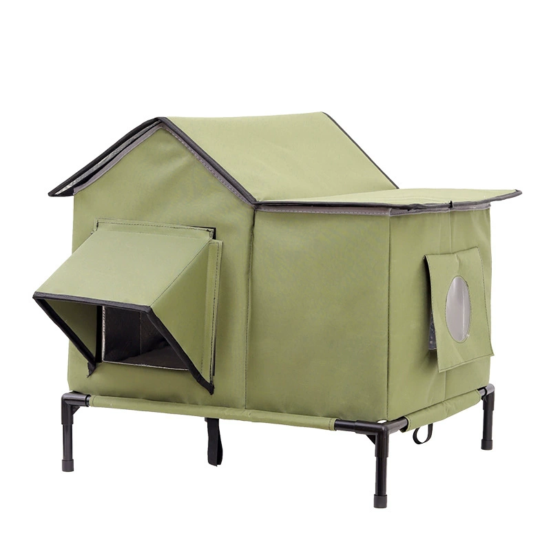 Outdoor Waterproof Cat House with Electric Heating Pad - Elevated Detachable Warm Shelter for Feral Cats - MAISONKAIRON