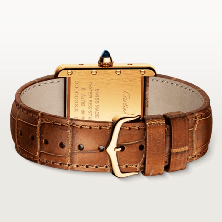 TANK LOUIS CARTIER WATCH Small model, quartz movement, yellow gold, leather【1:1 Replica】