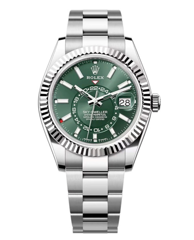 2023 Release Rolex Sky-Dweller, Mint green dial, Oyster bracelet, Oystersteel and 18k white gold Watch 336934【1:1 Replica】