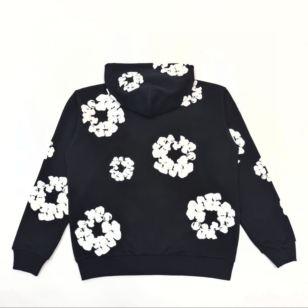 1:1 best quality denim tears zipper hoodie black color